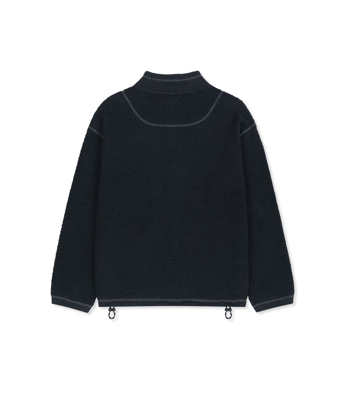 마뗑킴(MATIN KIM) BOUCLE TEXTURE KNIT ZIP UP IN DARK NAVY