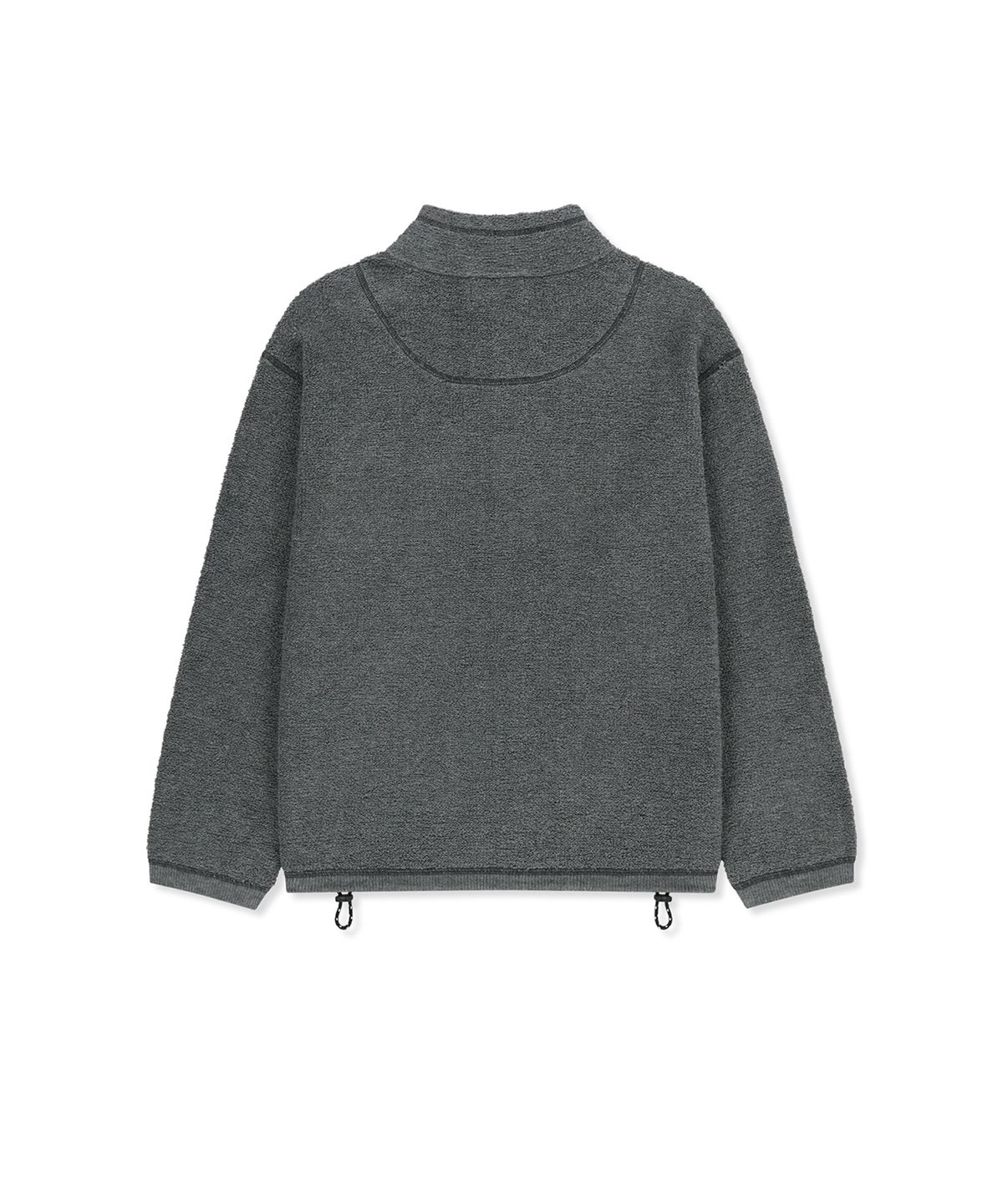 마뗑킴(MATIN KIM) BOUCLE TEXTURE KNIT ZIP UP IN GREY