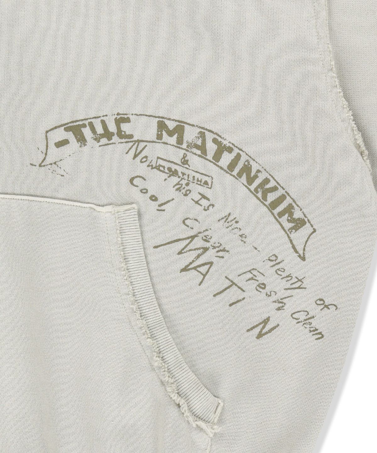 마뗑킴(MATIN KIM) VINTAGE GRAFFITI FUR-TRIM HOODY ZIP UP IN LIGHT BEIGE