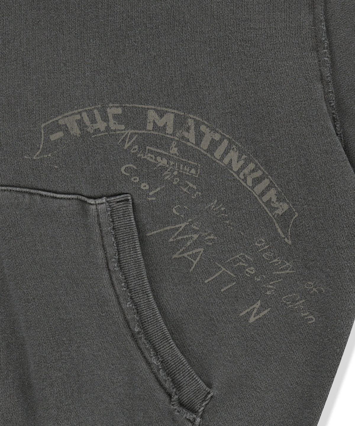 마뗑킴(MATIN KIM) VINTAGE GRAFFITI FUR-TRIM HOODY ZIP UP IN CHARCOAL