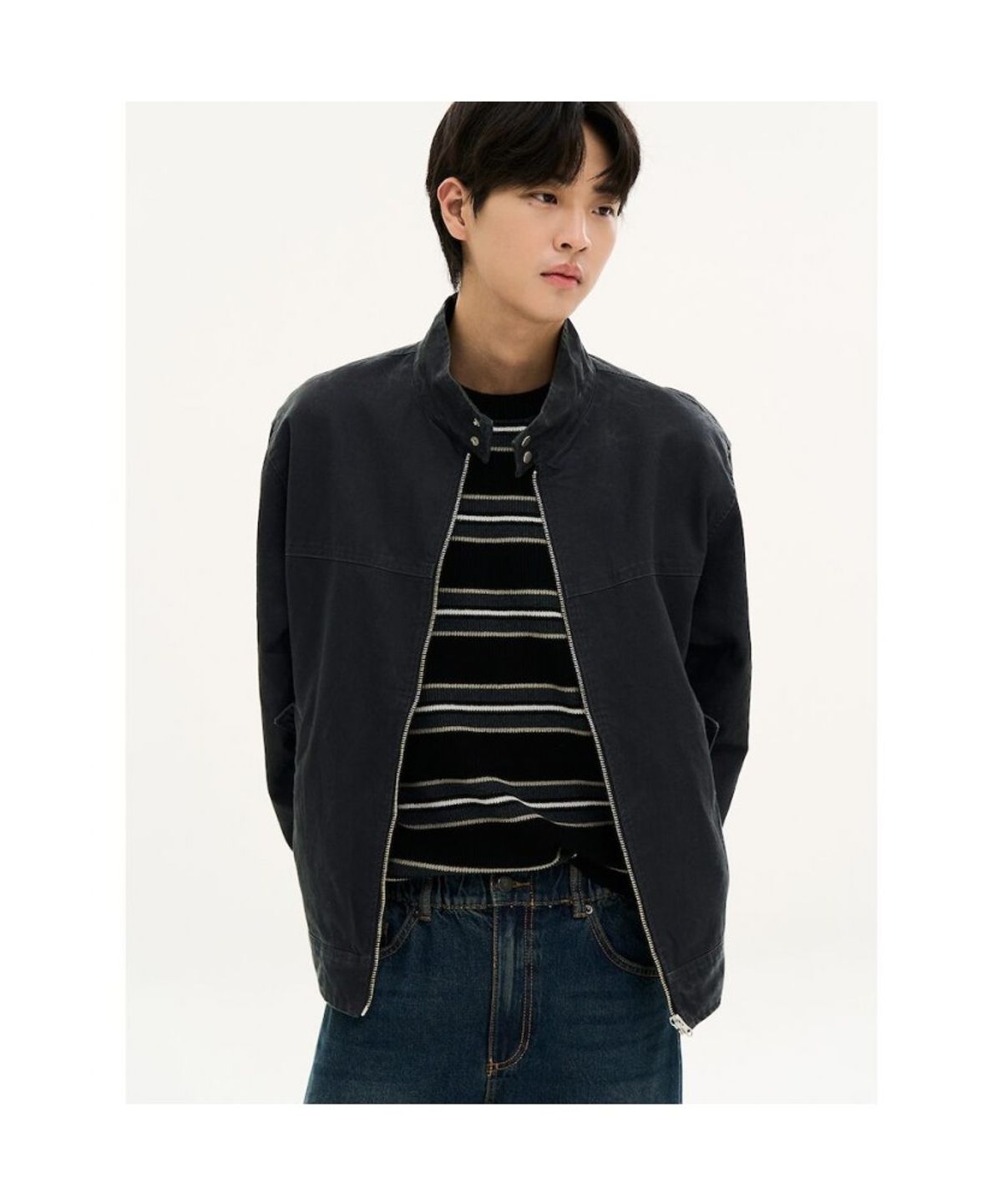 에잇세컨즈(8SECONDS) 내추럴 워시드 해링턴 재킷  애쉬
