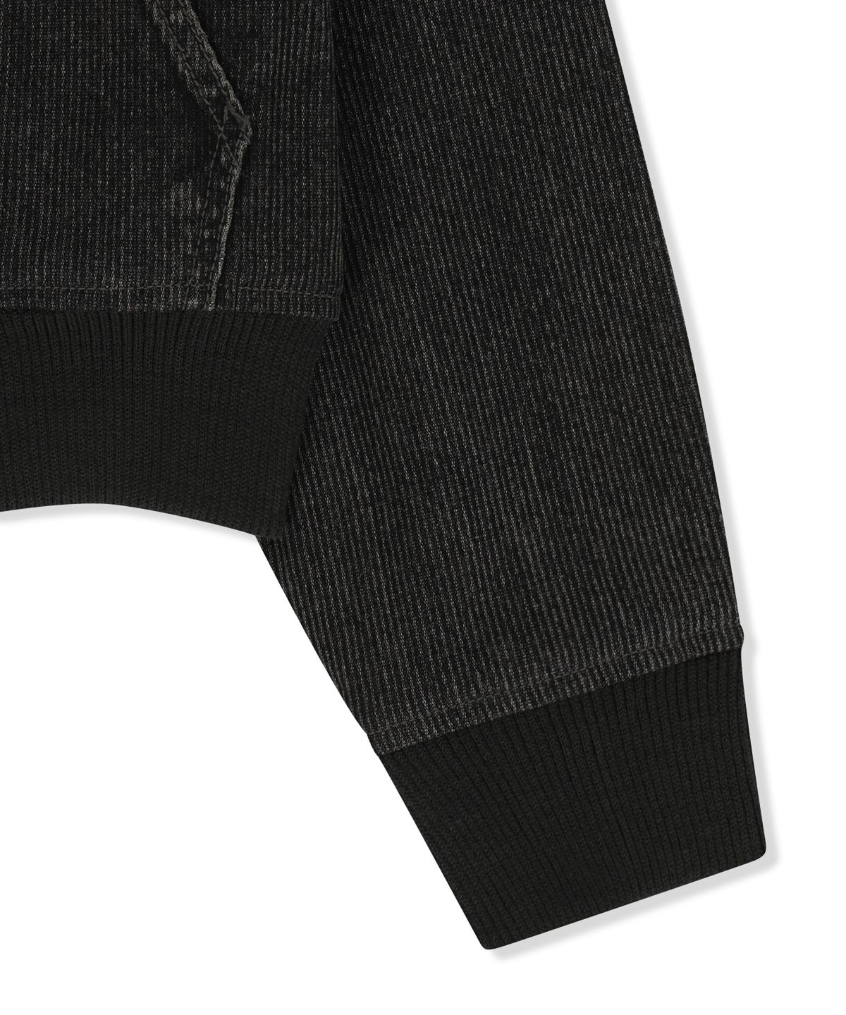 마뗑킴(MATIN KIM) WASHED RIB DENIM BLOUSON JUMPER IN DARK GREY