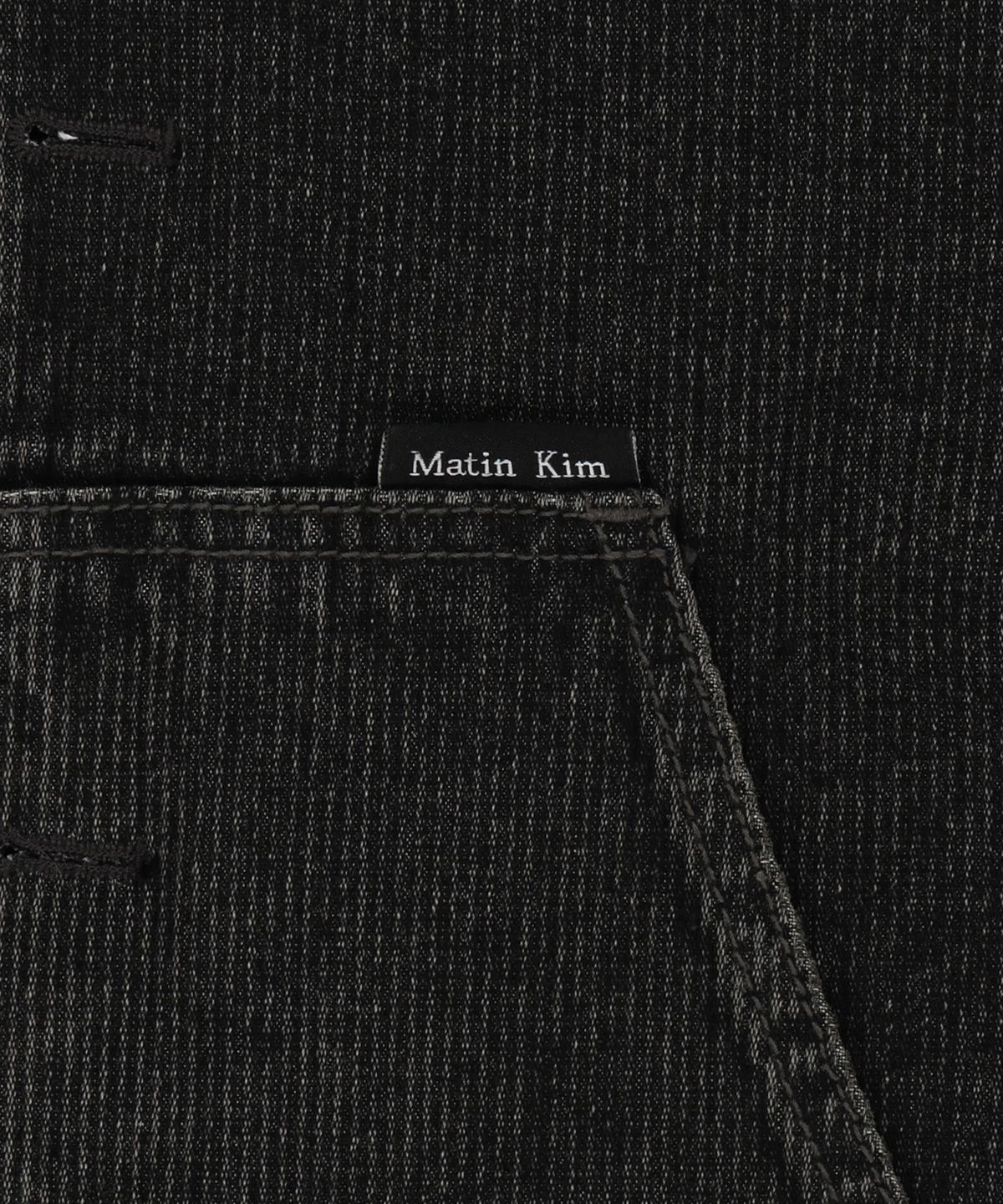 마뗑킴(MATIN KIM) WASHED RIB DENIM BLOUSON JUMPER IN DARK GREY