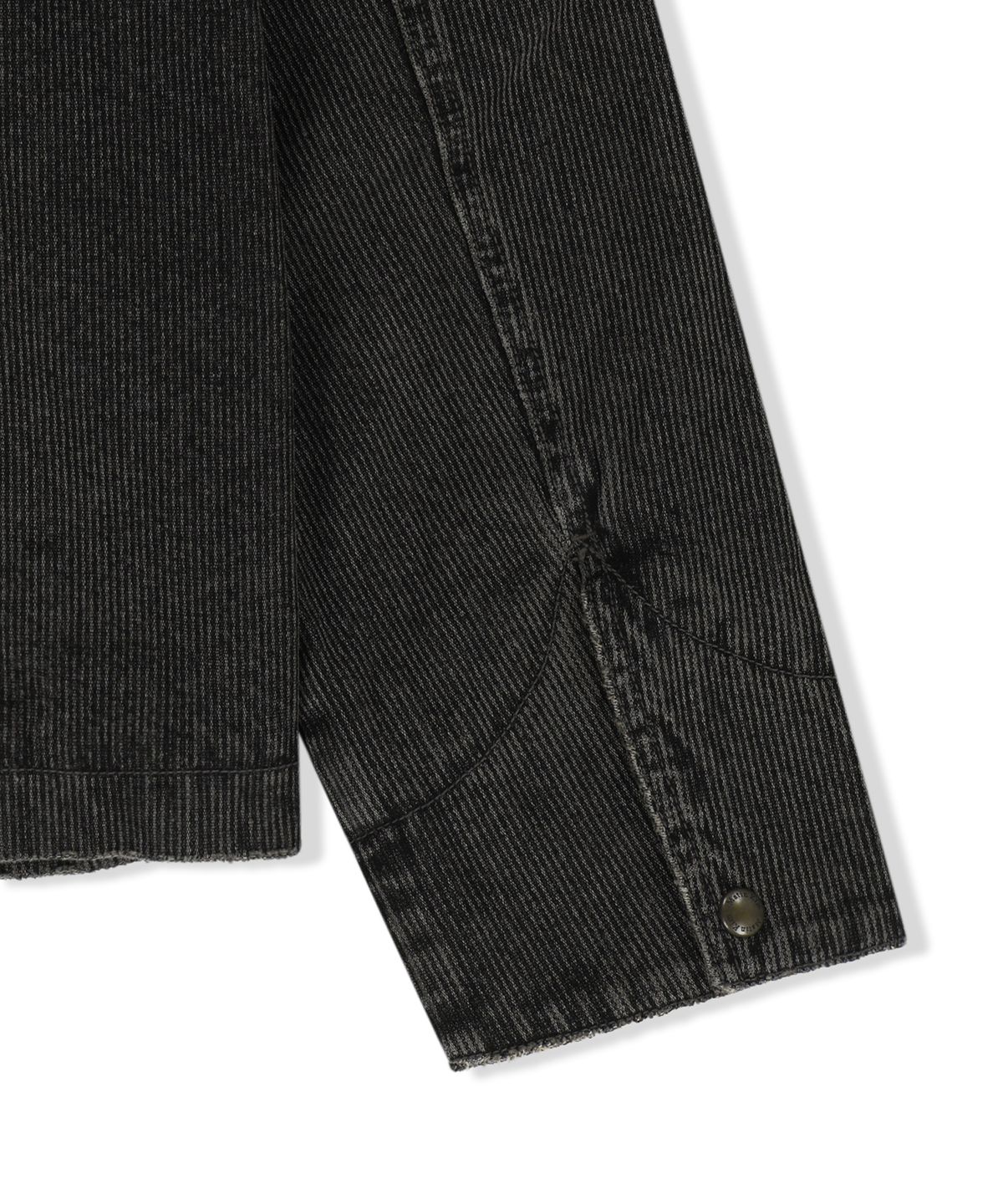 마뗑킴(MATIN KIM) WASHED RIB DENIM ZIP UP JUMPER FOR MEN IN DARK GREY