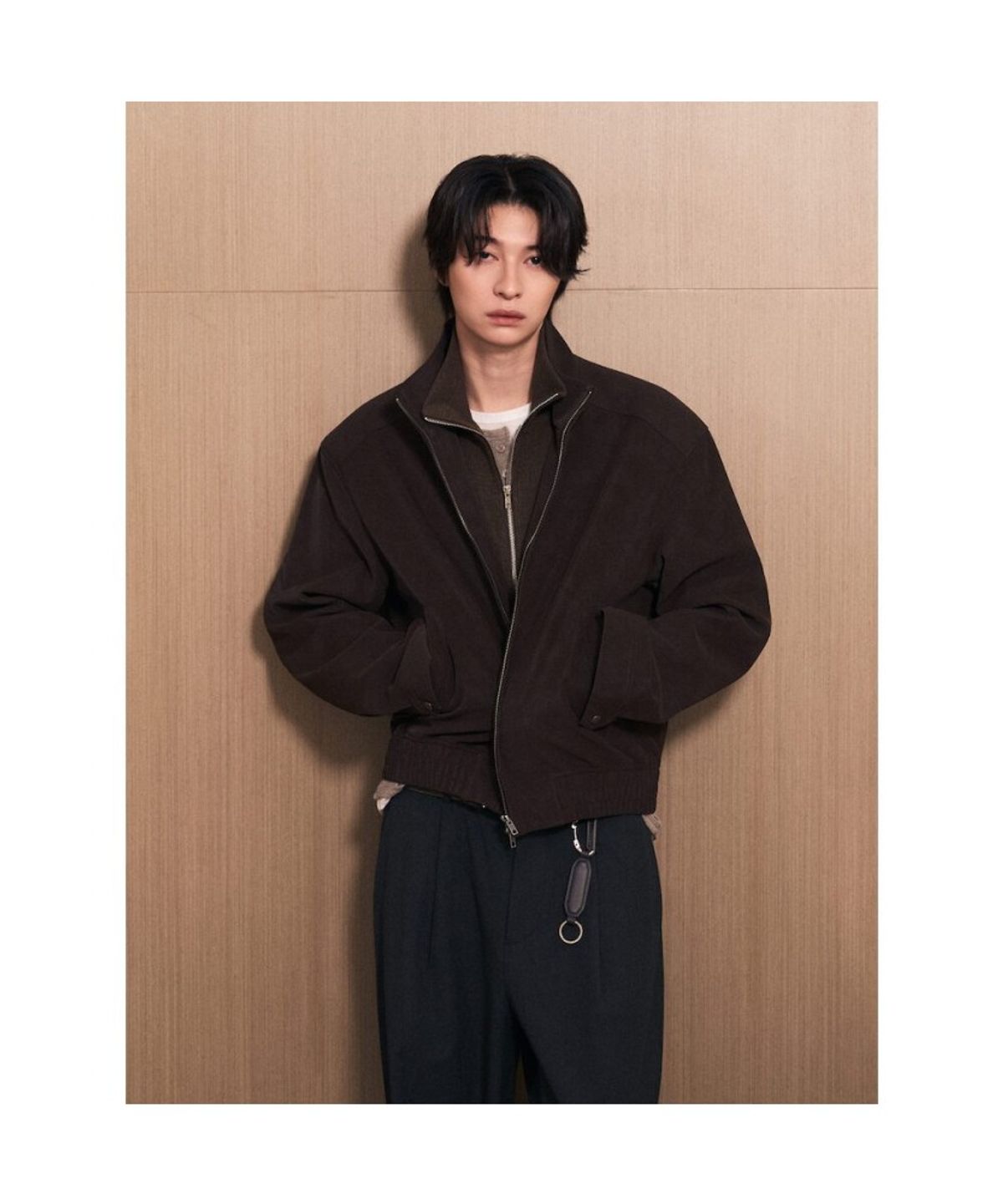 에잇세컨즈(8SECONDS) 페이크 스웨트이드 블루종  브라운