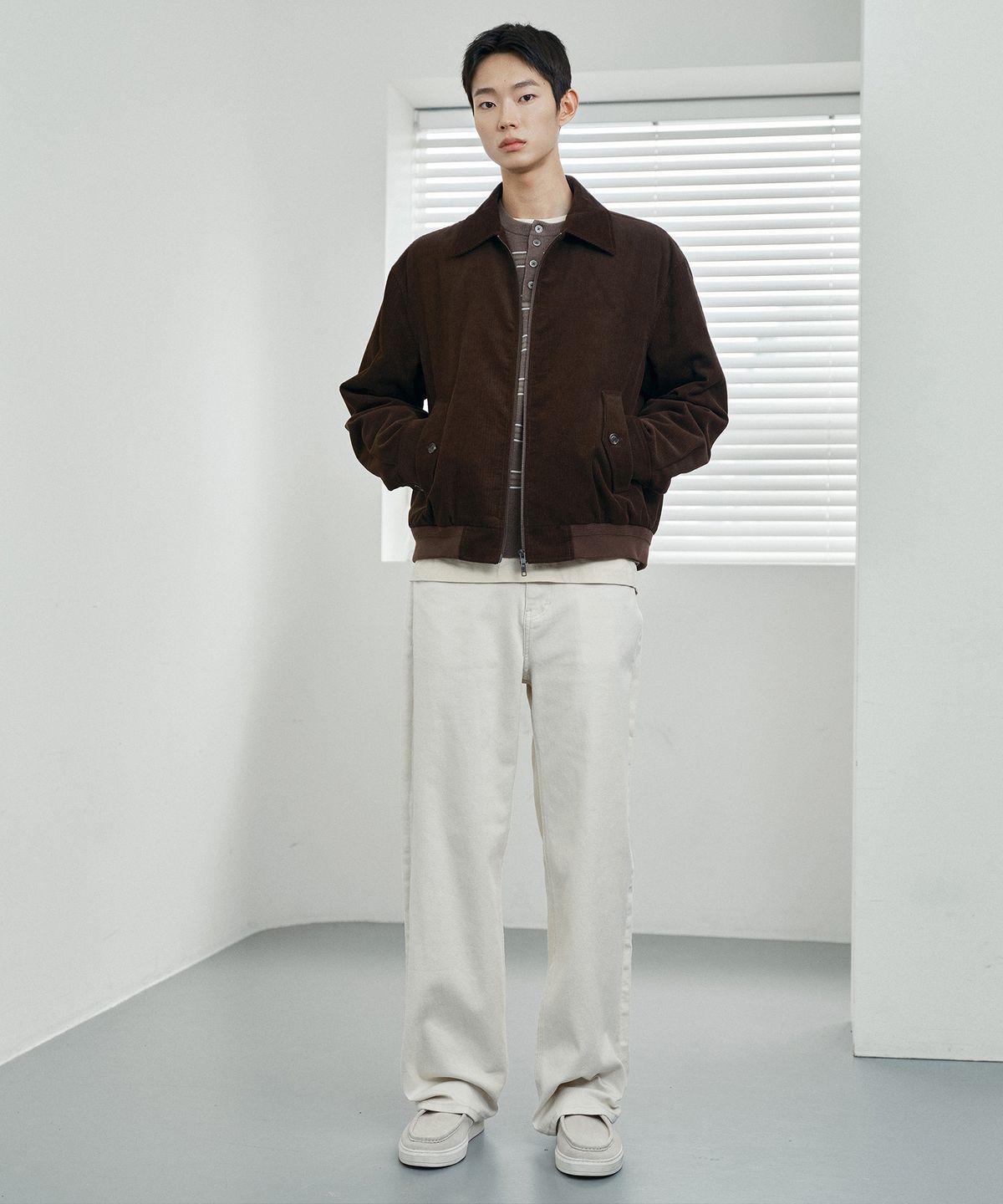 마인드브릿지(MINDBRIDGE) [COUTURE]골지 조직 코듀로이 오버핏 블루종 - 2color