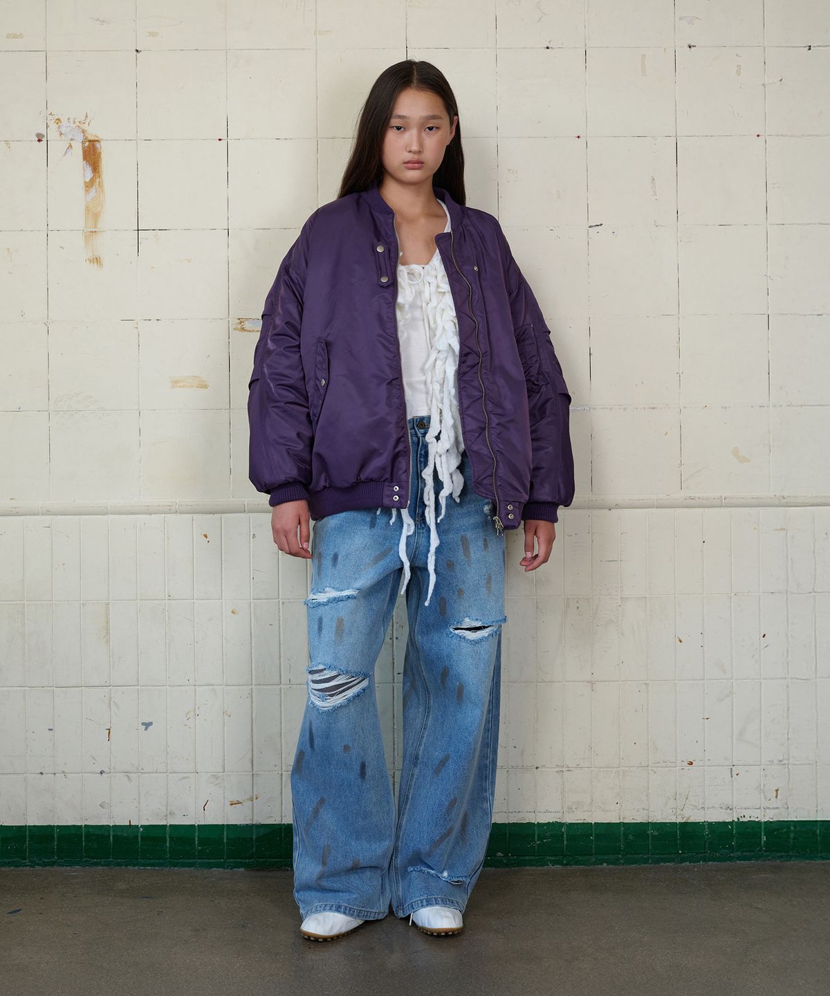 무드베러(MOODBETTER) HAND PAINTED DENIM PANTS LIGHT BLUE