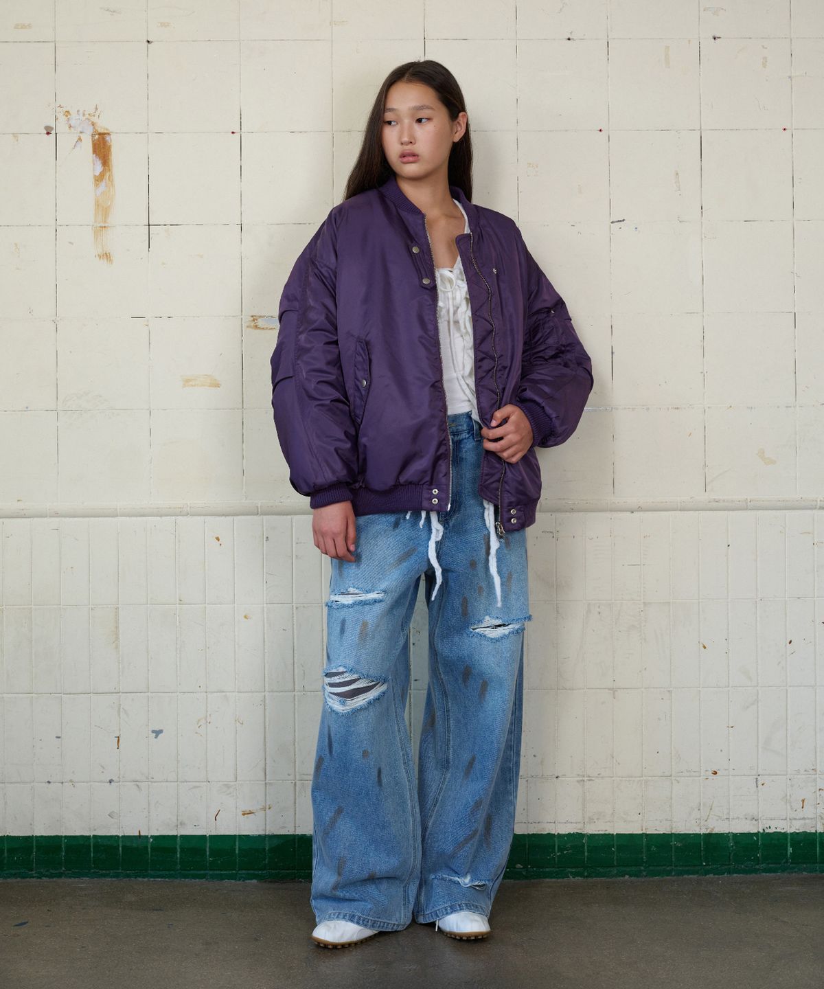 무드베러(MOODBETTER) OVERSIZED TAB MA-1 PURPLE