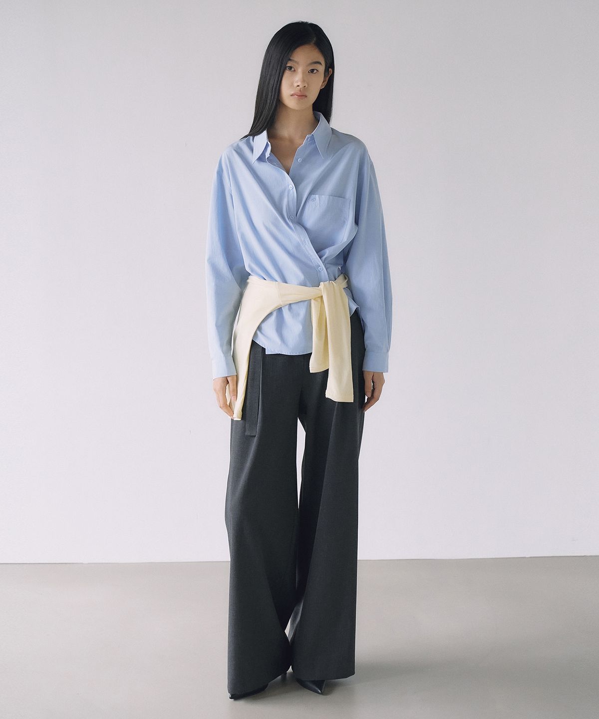 블랑듀(BLANCDEW) 벨티드 핀턱 와이드 팬츠_2COLOR