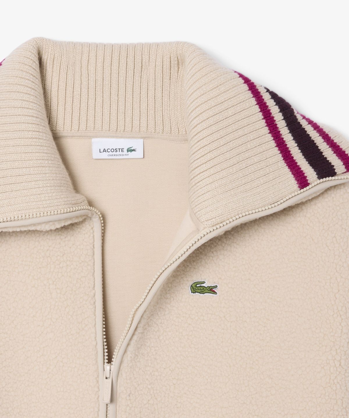 라코스테(LACOSTE) 여성 와이드 카라 쉐르파 점퍼 SF8330-56N S69