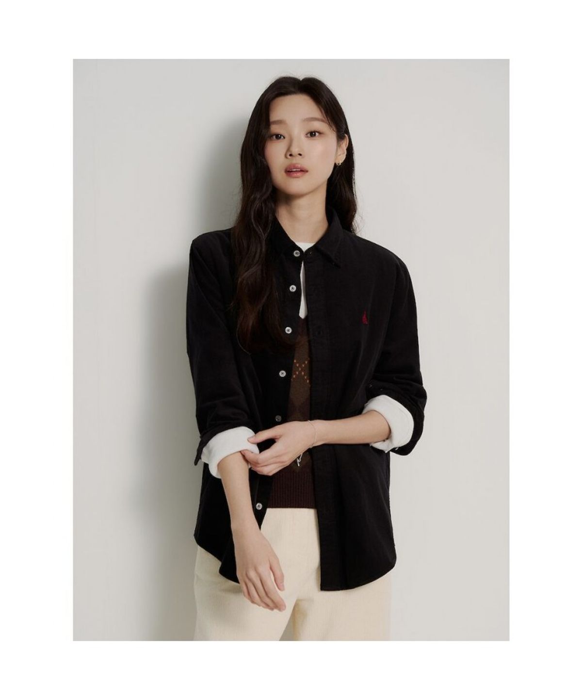 빈폴 멘(BEANPOLE MEN) [Essential] 남녀공용 코듀로이 솔리드 셔츠  블랙