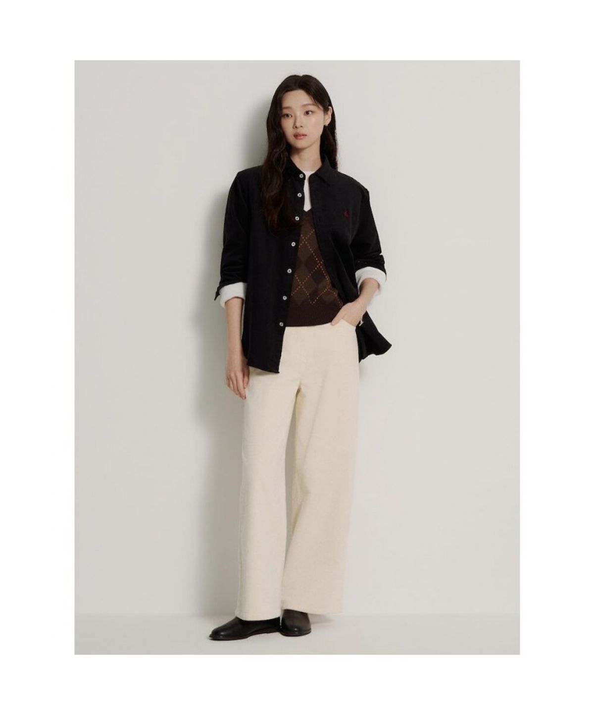 빈폴 멘(BEANPOLE MEN) [Essential] 남녀공용 코듀로이 솔리드 셔츠  블랙