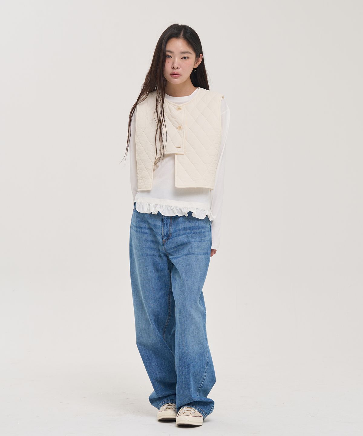 레브하티드(LEVHEARTED) 스케르치노 퀄팅 베스트 - 아이보리