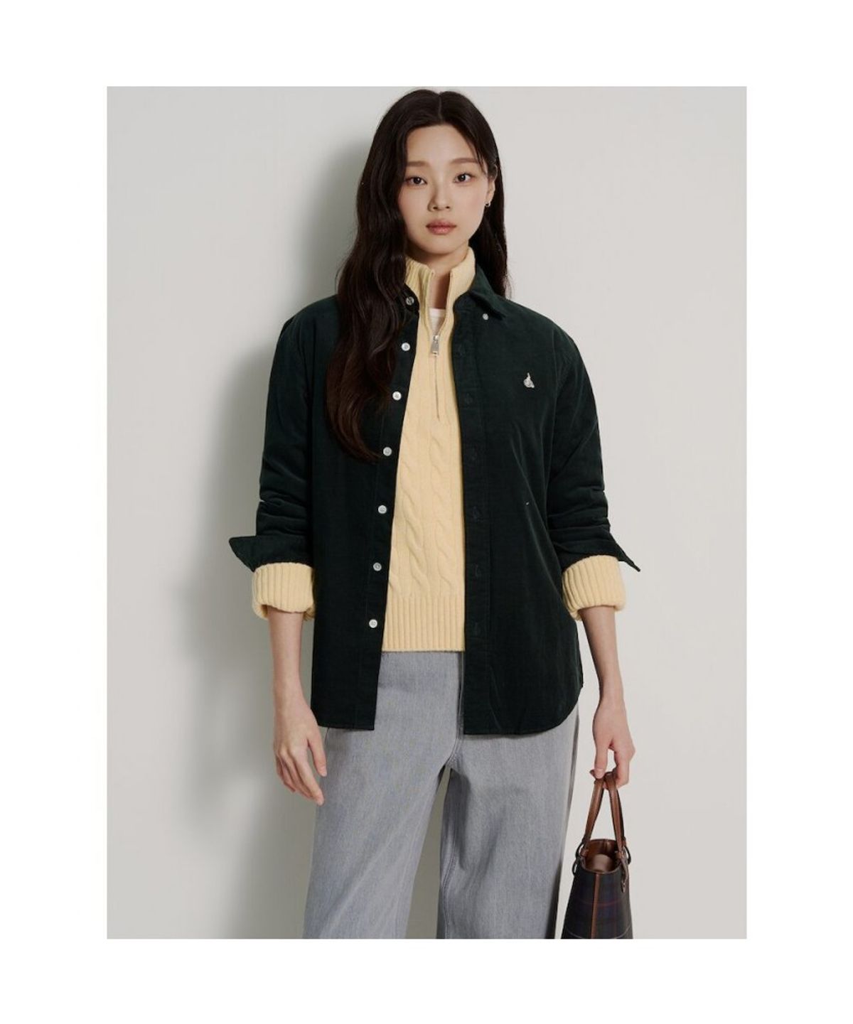 빈폴 멘(BEANPOLE MEN) [Essential] 남녀공용 코듀로이 솔리드 셔츠  그린