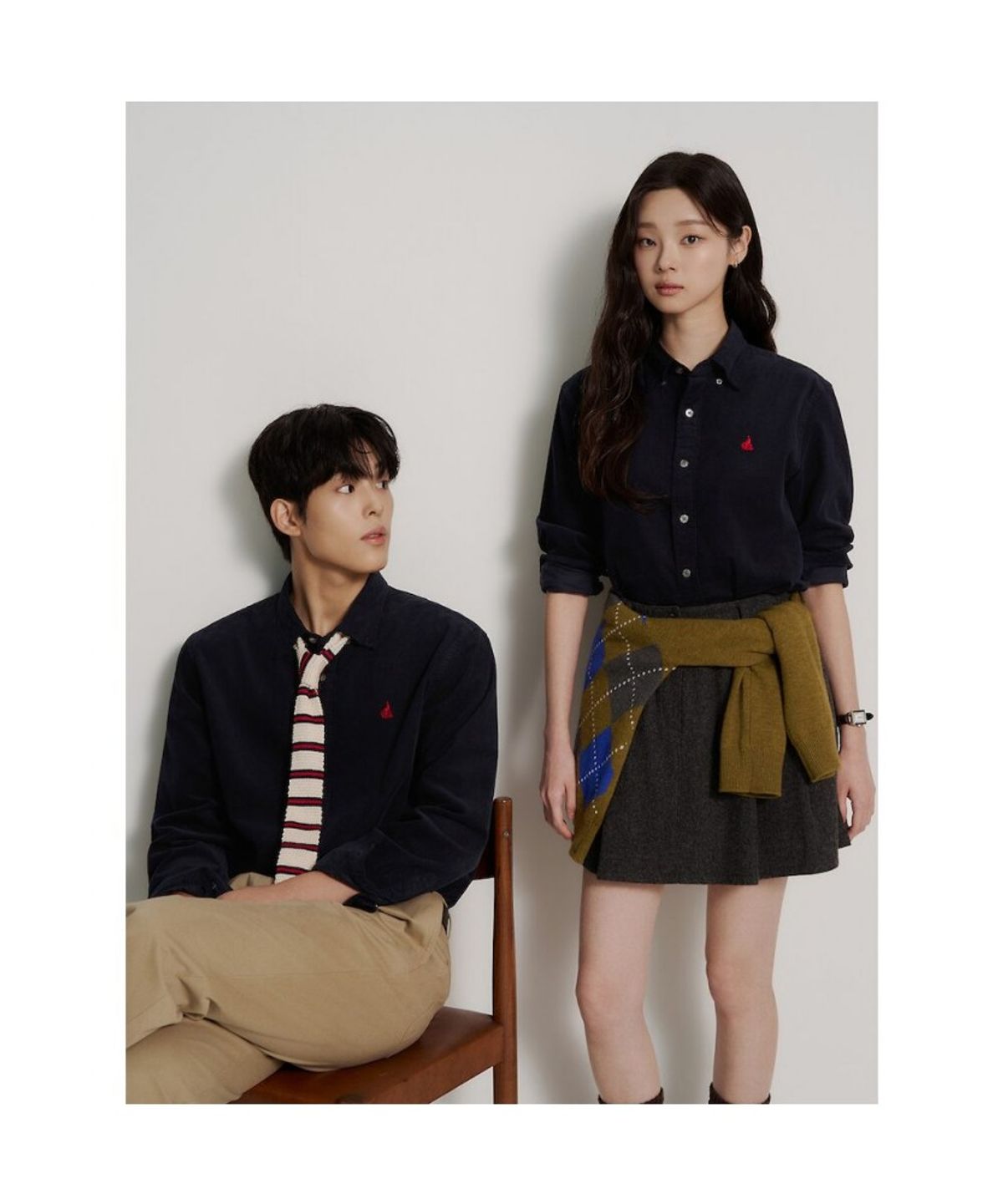 빈폴 멘(BEANPOLE MEN) [Essential] 남녀공용 코듀로이 솔리드 셔츠  네이비