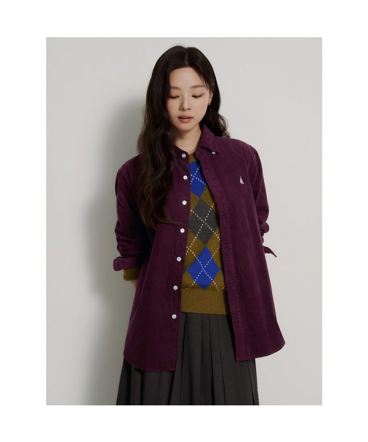 빈폴 멘(BEANPOLE MEN) [Essential] 남녀공용 코듀로이 솔리드 셔츠  와인