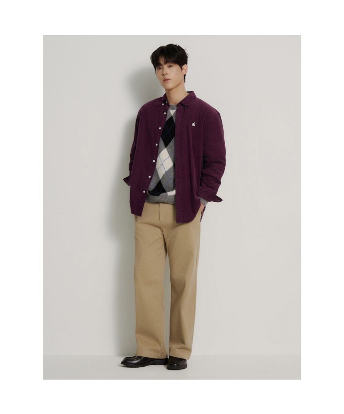 빈폴 멘(BEANPOLE MEN) [Essential] 남녀공용 코듀로이 솔리드 셔츠  와인
