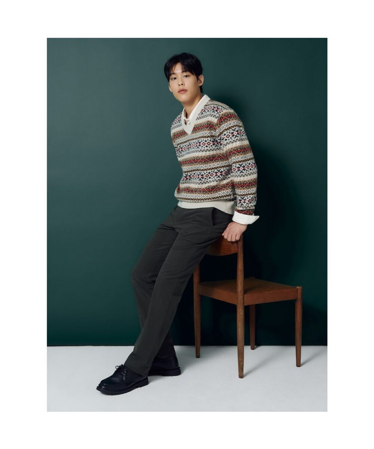 빈폴 멘(BEANPOLE MEN) 페어아일 V넥 풀오버  라이트 그레이