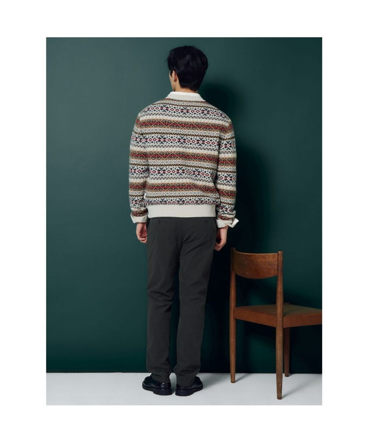 빈폴 멘(BEANPOLE MEN) 페어아일 V넥 풀오버  라이트 그레이