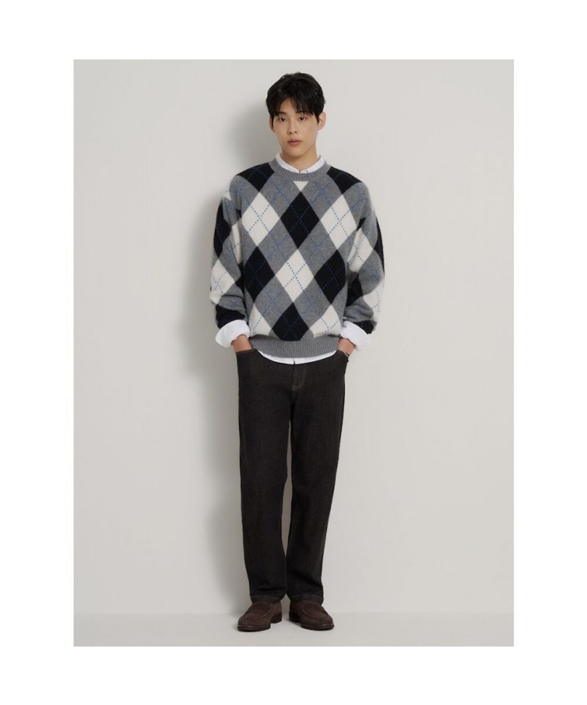 빈폴 멘(BEANPOLE MEN) 아가일 풀오버 니트  그레이