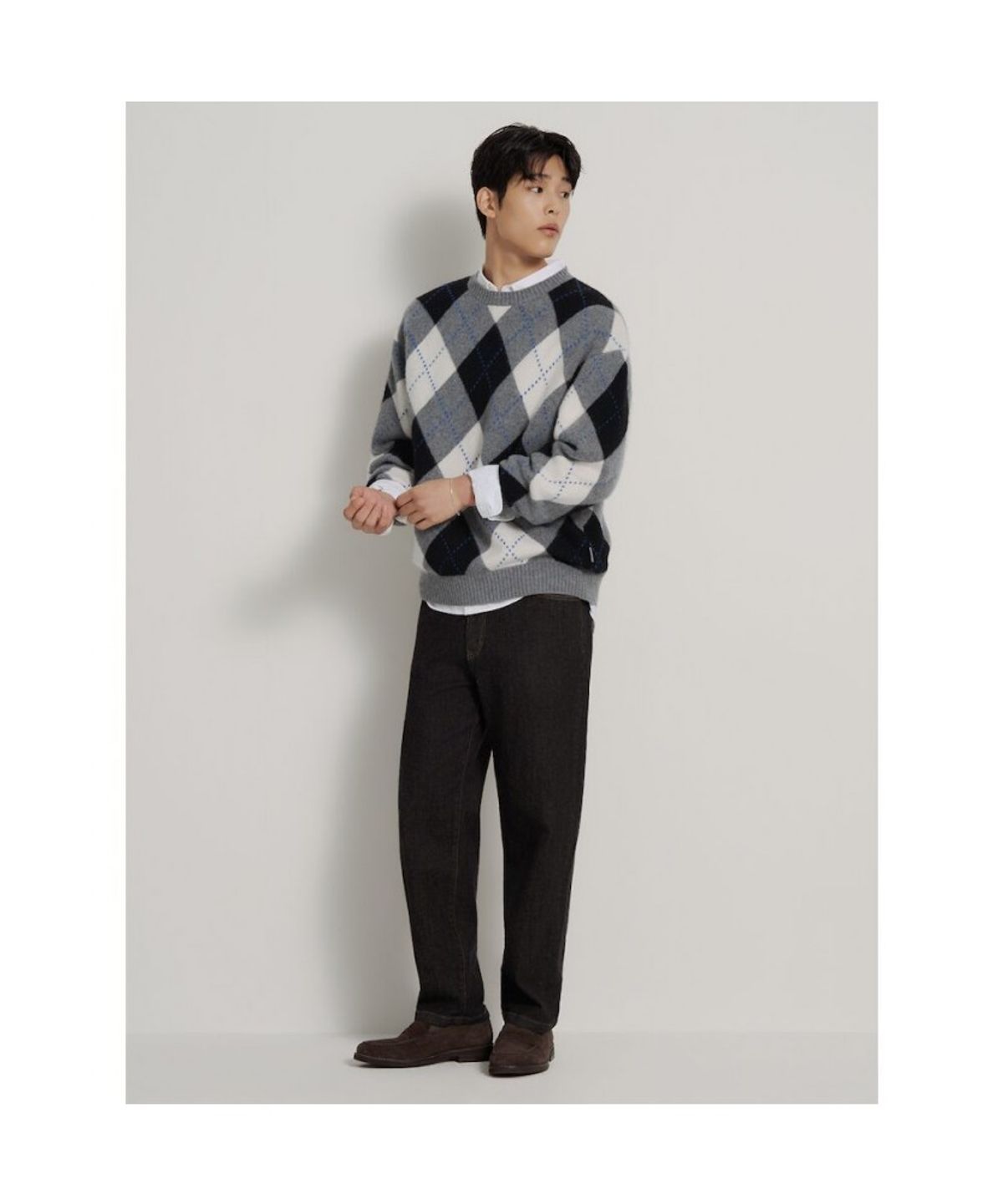 빈폴 멘(BEANPOLE MEN) 아가일 풀오버 니트  그레이