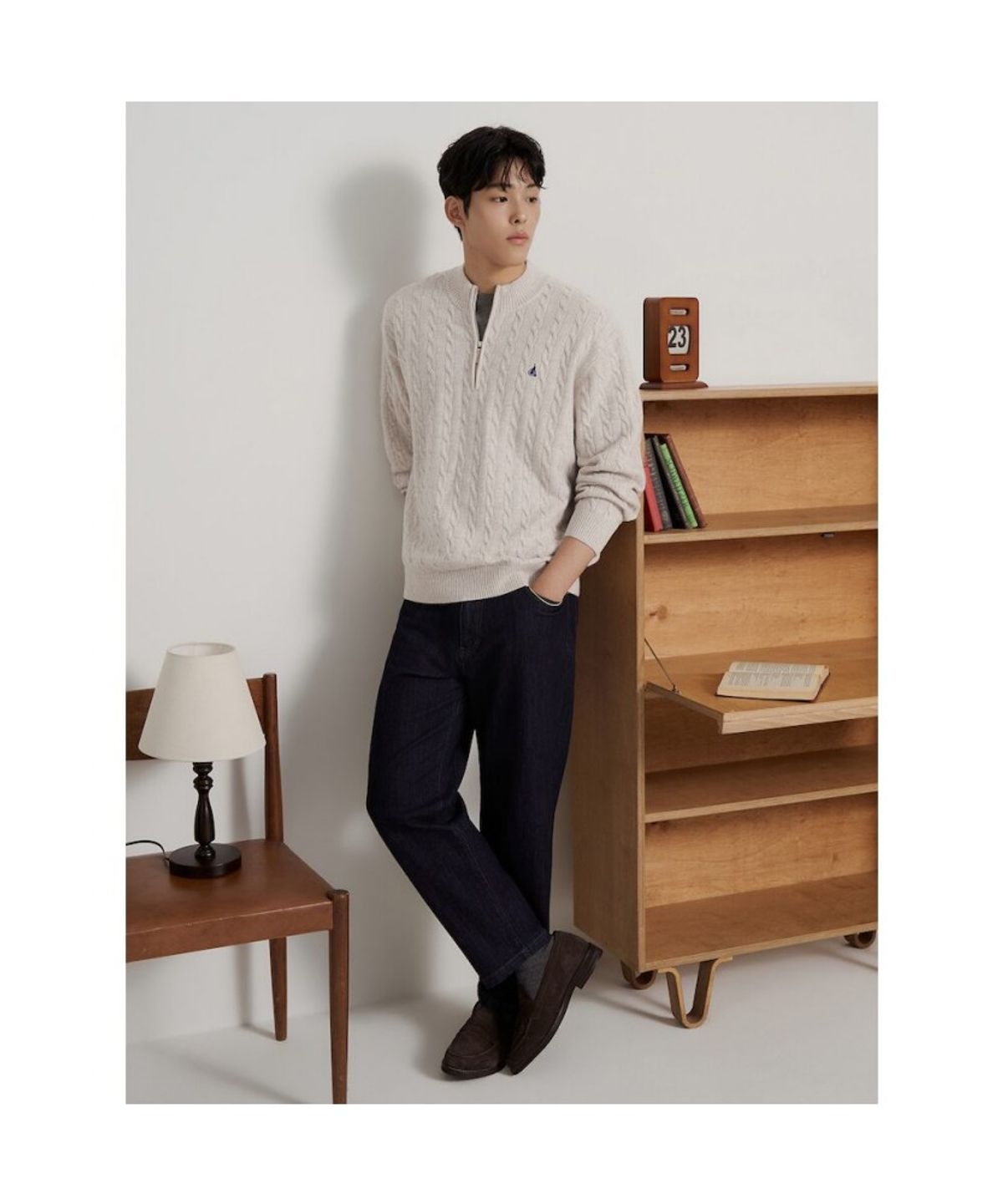 빈폴 멘(BEANPOLE MEN) [Essential] 케이블 쿼터집 니트  베이지