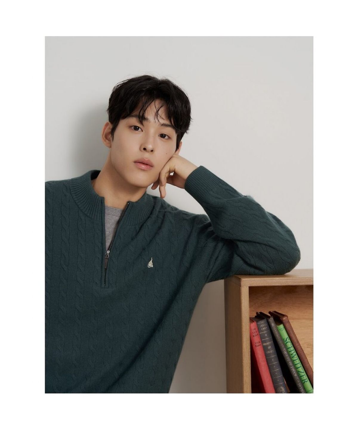 빈폴 멘(BEANPOLE MEN) [Essential] 케이블 쿼터집 니트  카키