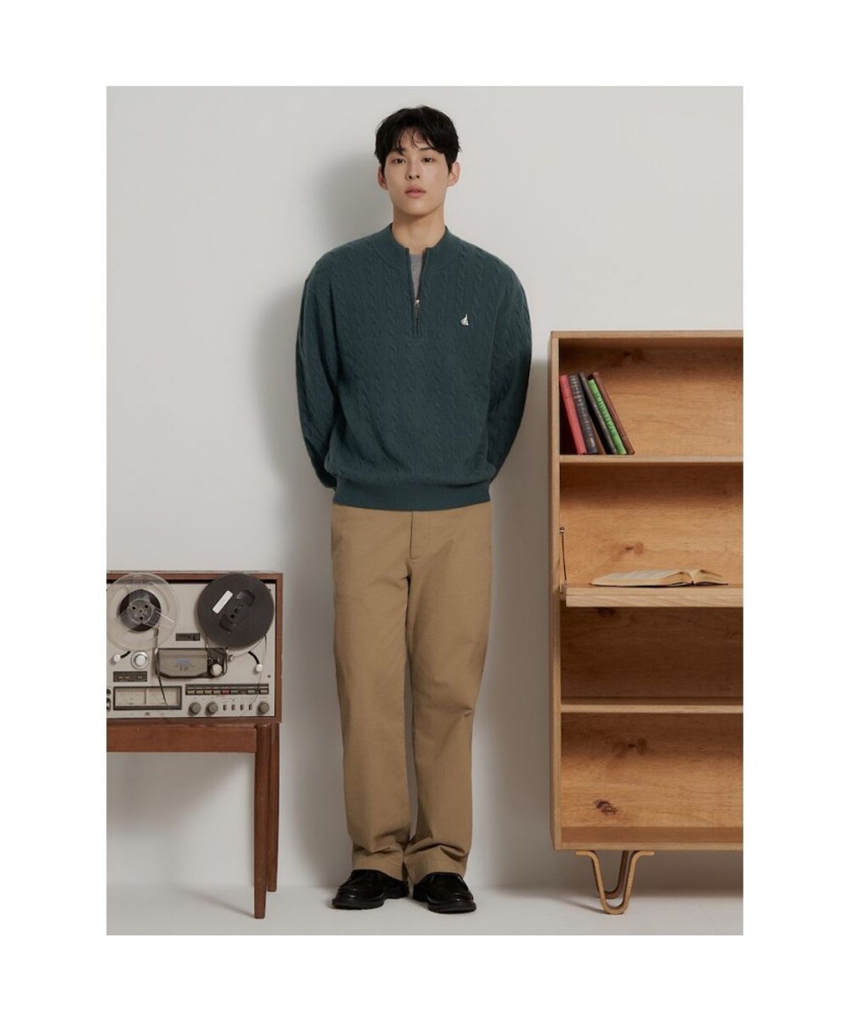 빈폴 멘(BEANPOLE MEN) [Essential] 케이블 쿼터집 니트  카키