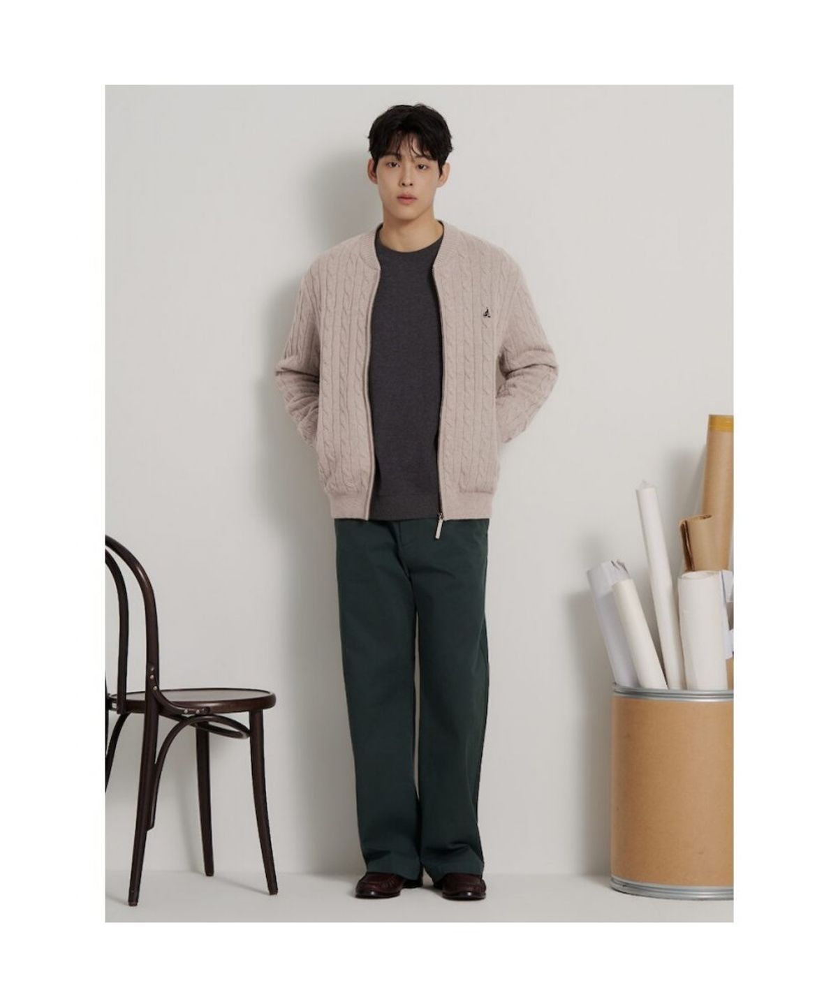 빈폴 멘(BEANPOLE MEN) [Essential] 케이블 집업 카디건  베이지