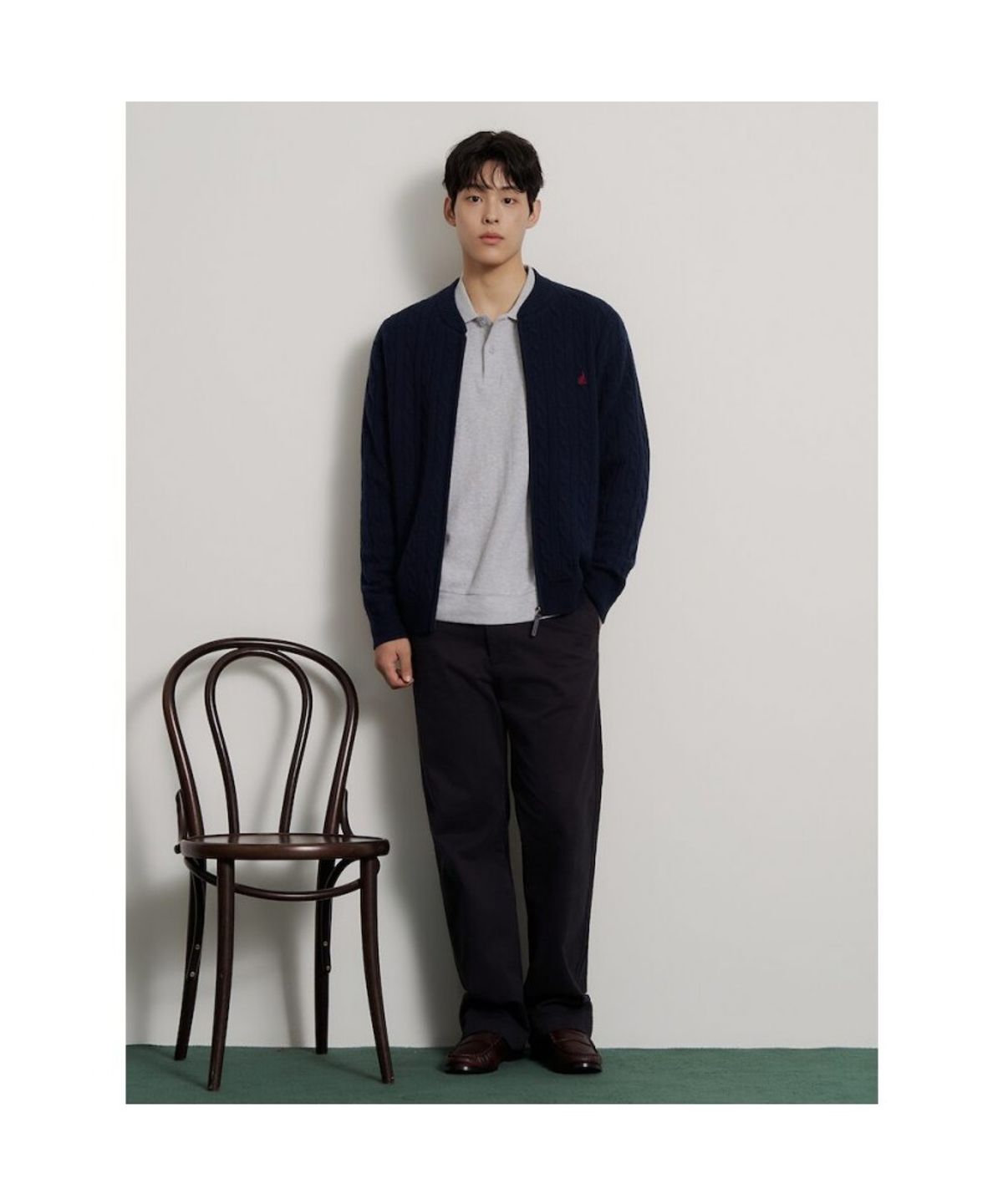 빈폴 멘(BEANPOLE MEN) [Essential] 케이블 집업 카디건  네이비