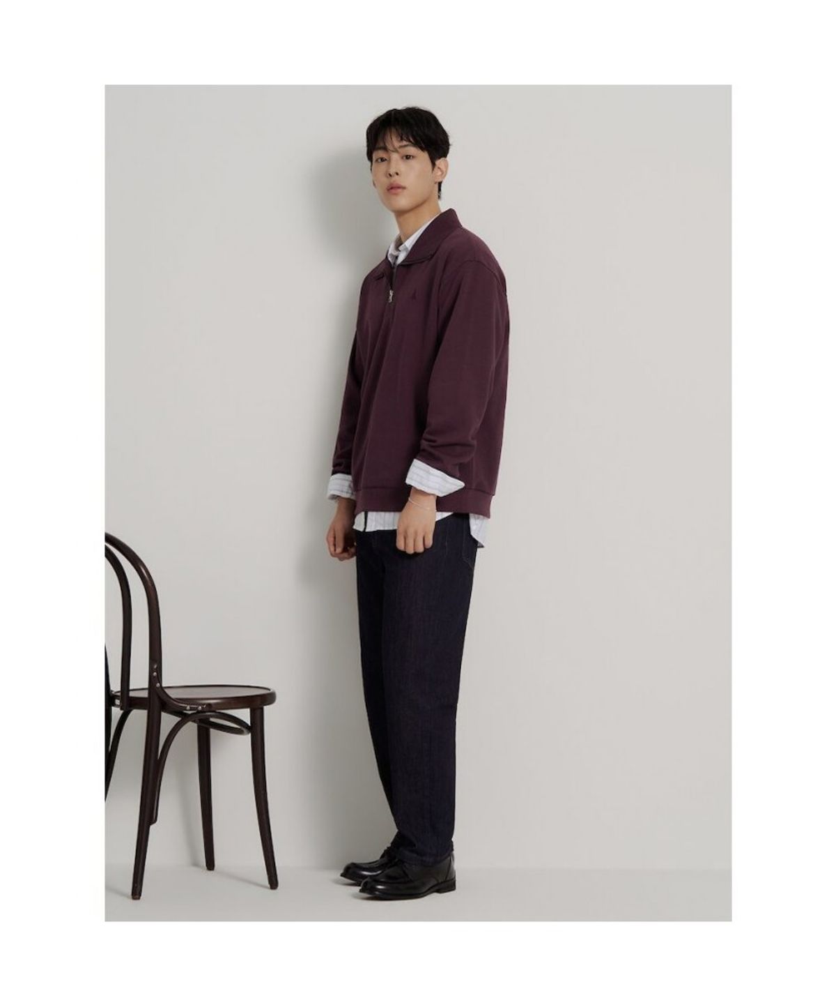 빈폴 멘(BEANPOLE MEN) [Essential] 이중직 쿼터집 티셔츠  와인