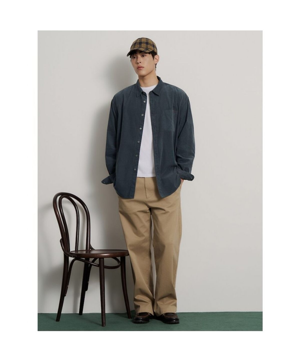 빈폴 멘(BEANPOLE MEN) 피그먼트 코듀로이 솔리드 셔츠  블루