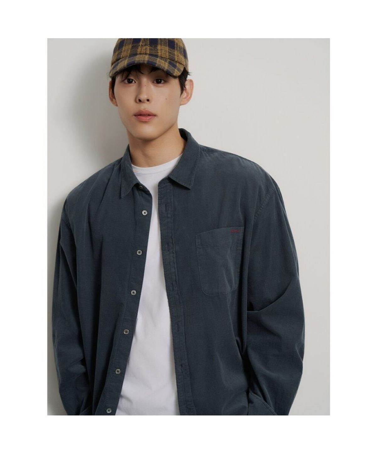 빈폴 멘(BEANPOLE MEN) 피그먼트 코듀로이 솔리드 셔츠  블루