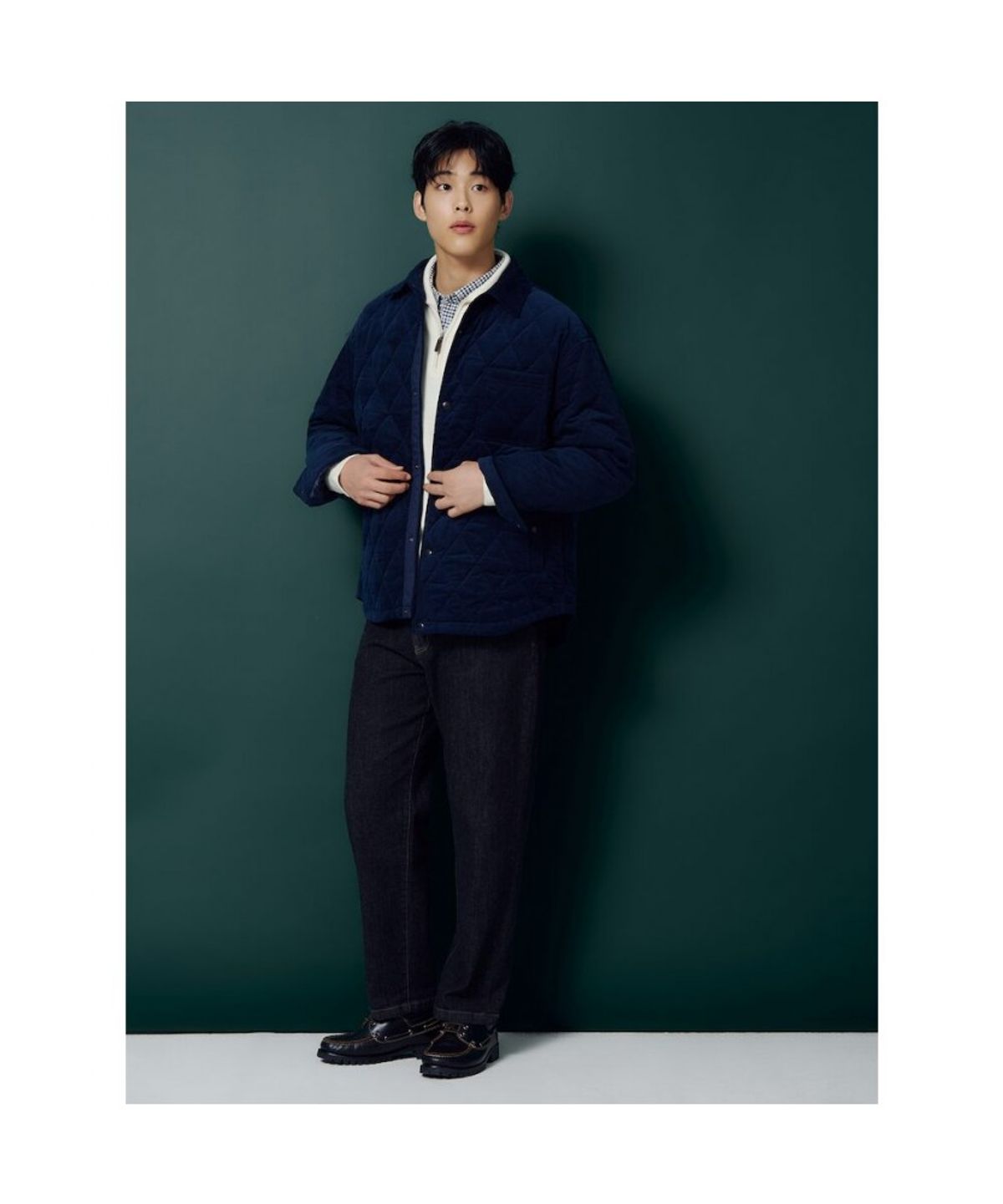빈폴 멘(BEANPOLE MEN) 코듀로이 퀼팅 패딩 셔츠  네이비