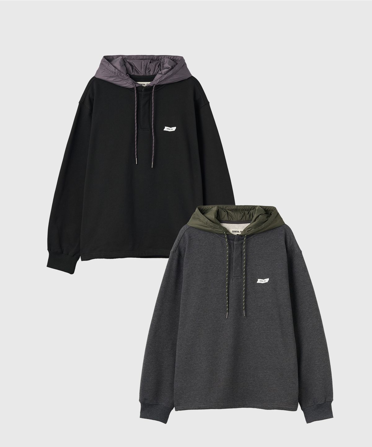제너럴아이디어(GENERALIDEA) UNISEX 반집업 나일론 배색 후드티 [2COL] / GF3USS004