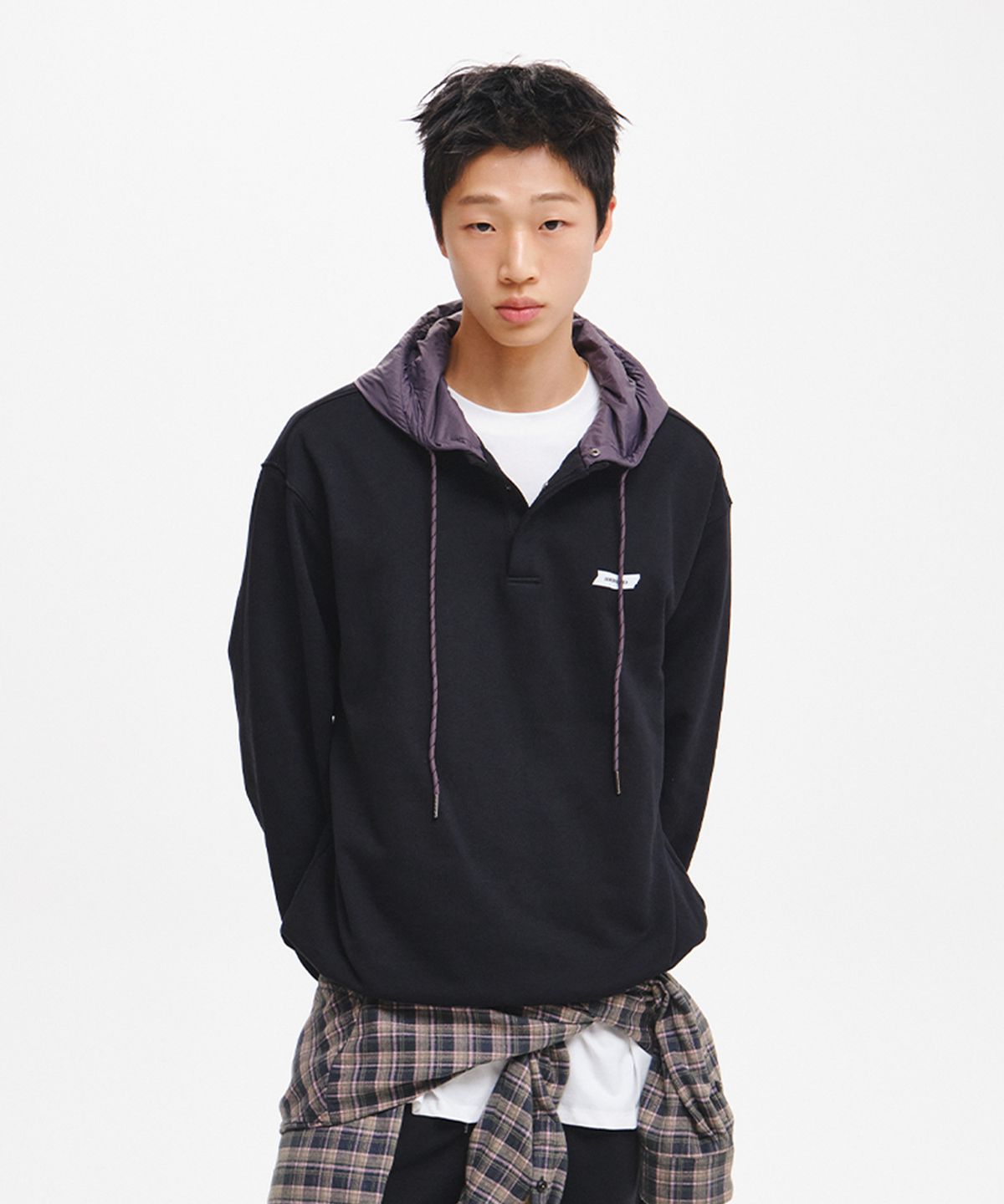 제너럴아이디어(GENERALIDEA) UNISEX 반집업 나일론 배색 후드티 [2COL] / GF3USS004