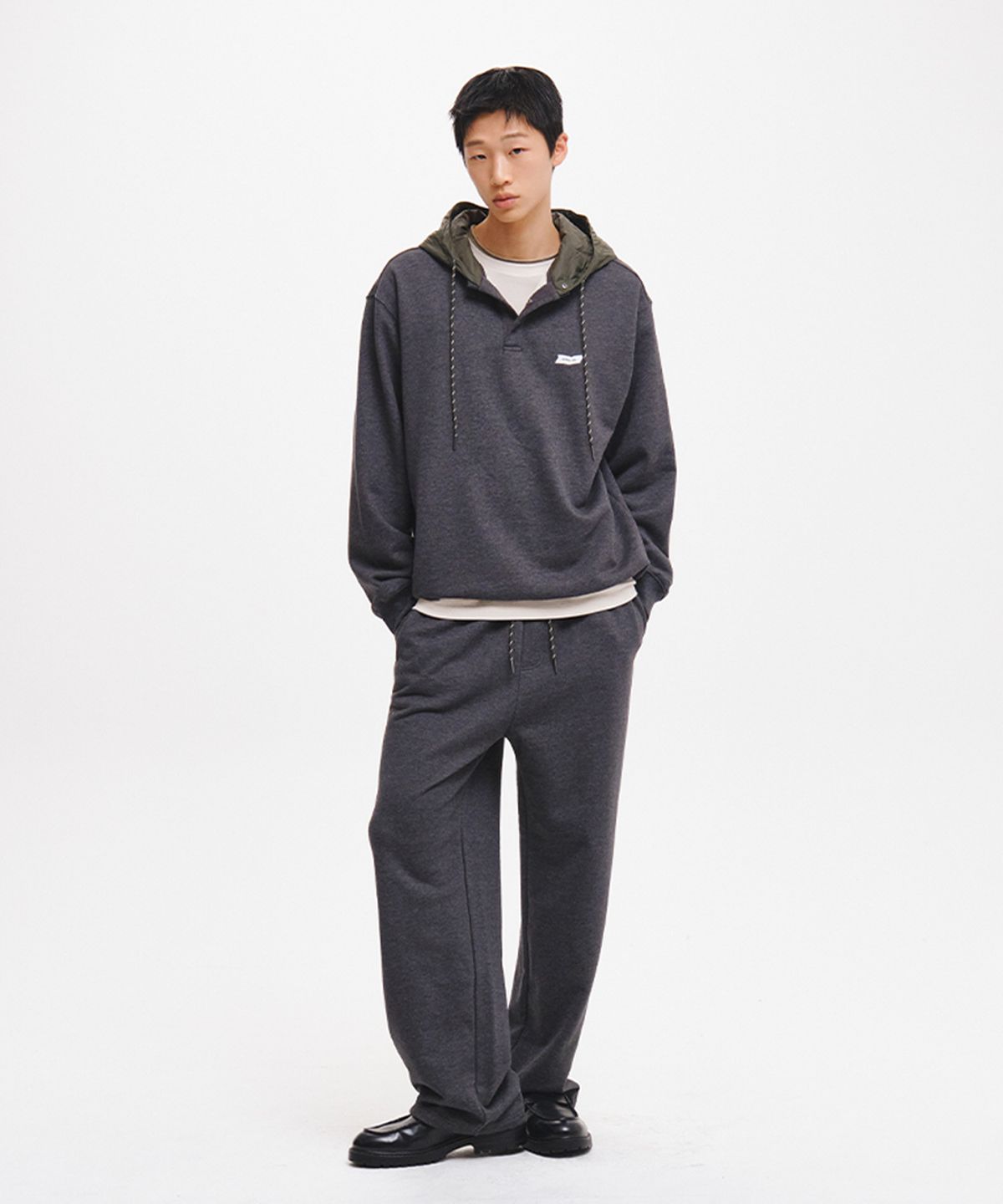제너럴아이디어(GENERALIDEA) UNISEX 반집업 나일론 배색 후드티 [2COL] / GF3USS004