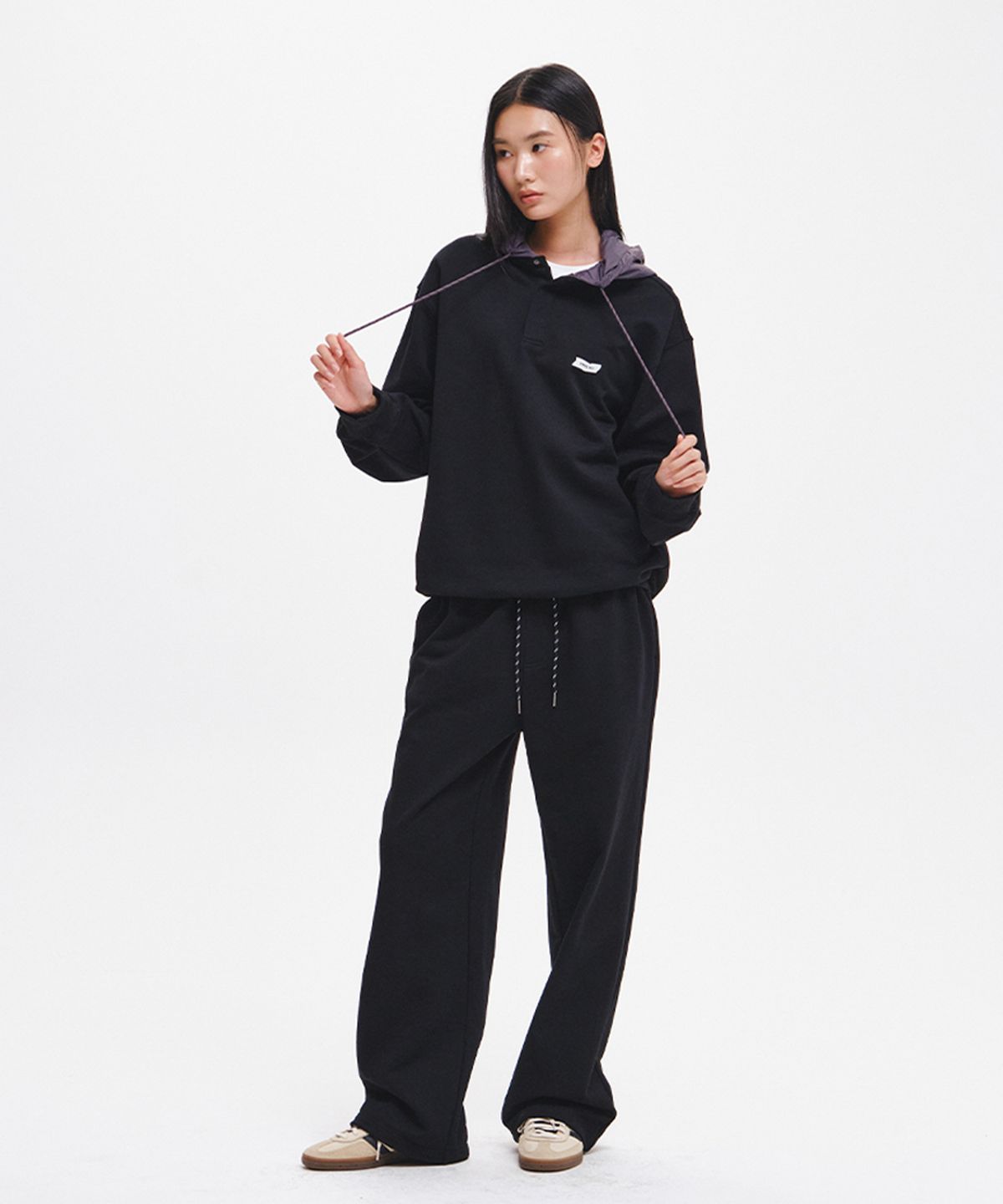 제너럴아이디어(GENERALIDEA) UNISEX 반집업 나일론 배색 후드티 [2COL] / GF3USS004