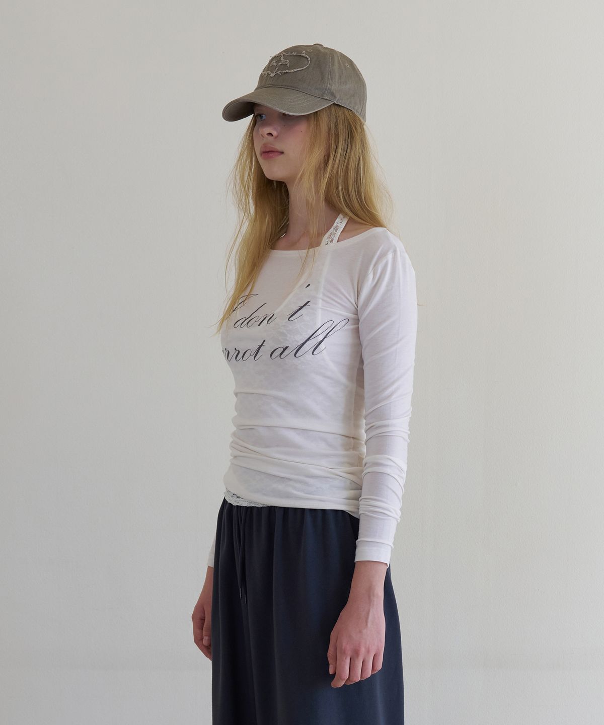 톤드(TONED) I dont carrot all lettering boat neck t-shirt (ivory)