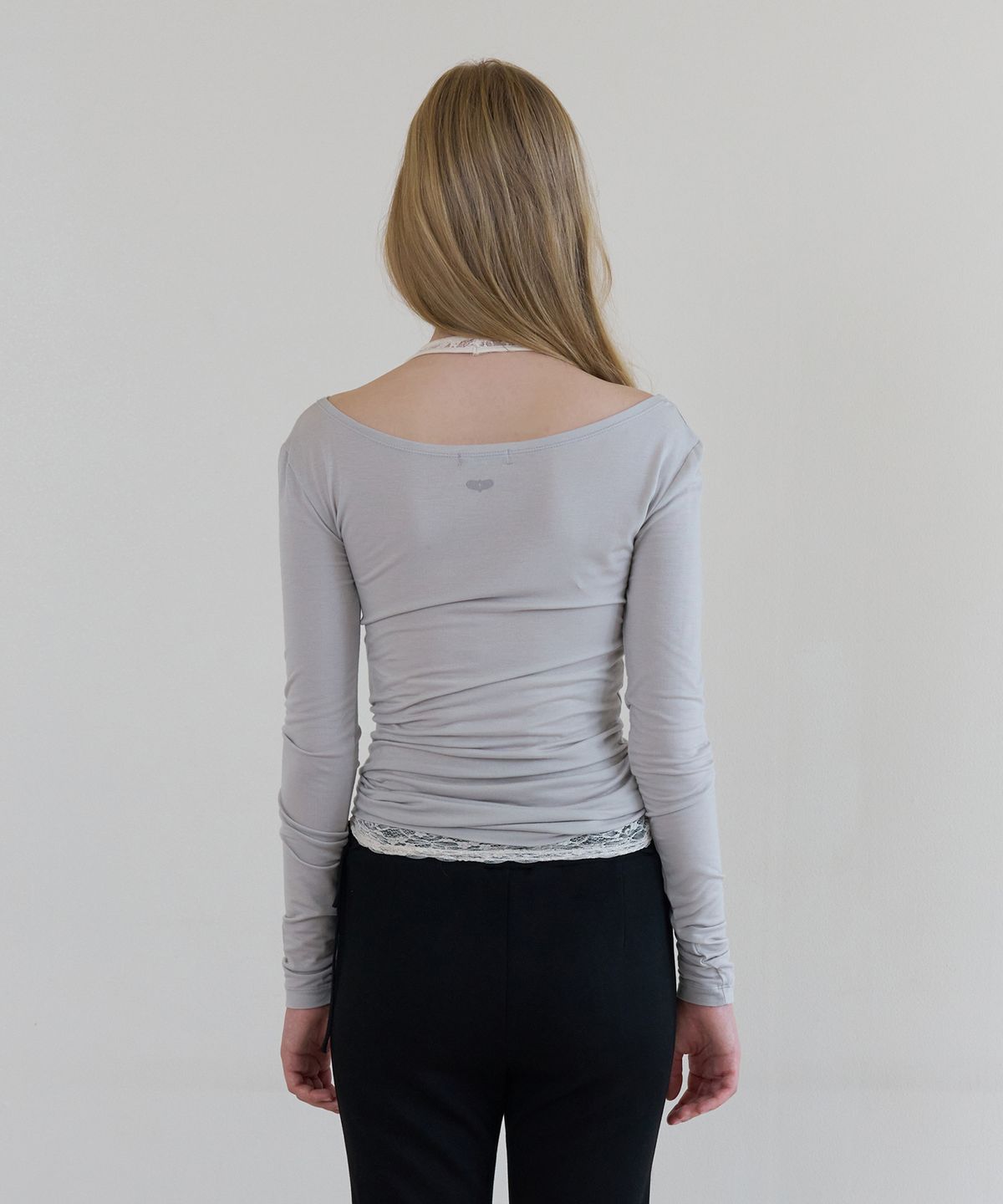 톤드(TONED) I dont carrot all lettering boat neck t-shirt (fog grey)