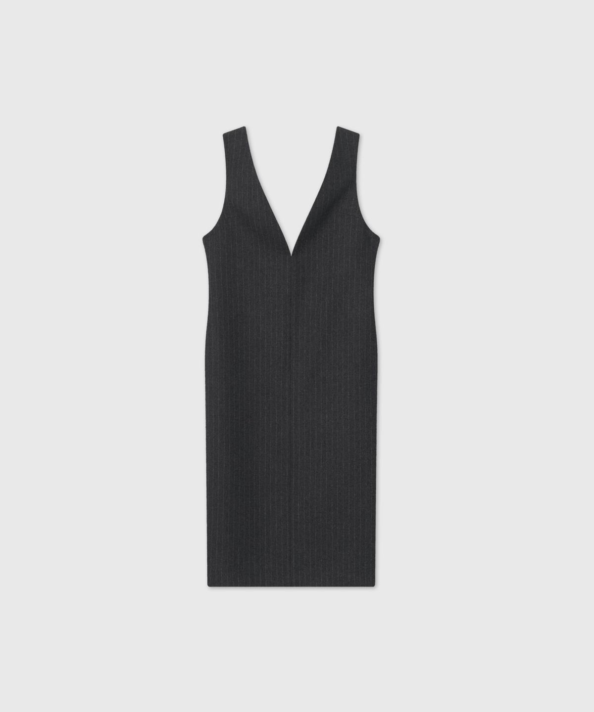룩캐스트(LOOKAST) 울 스트라이프 딥 브이넥 미디 드레스 / WOOL STRIPE DEEP V-NECK MIDI DRESS_2colors