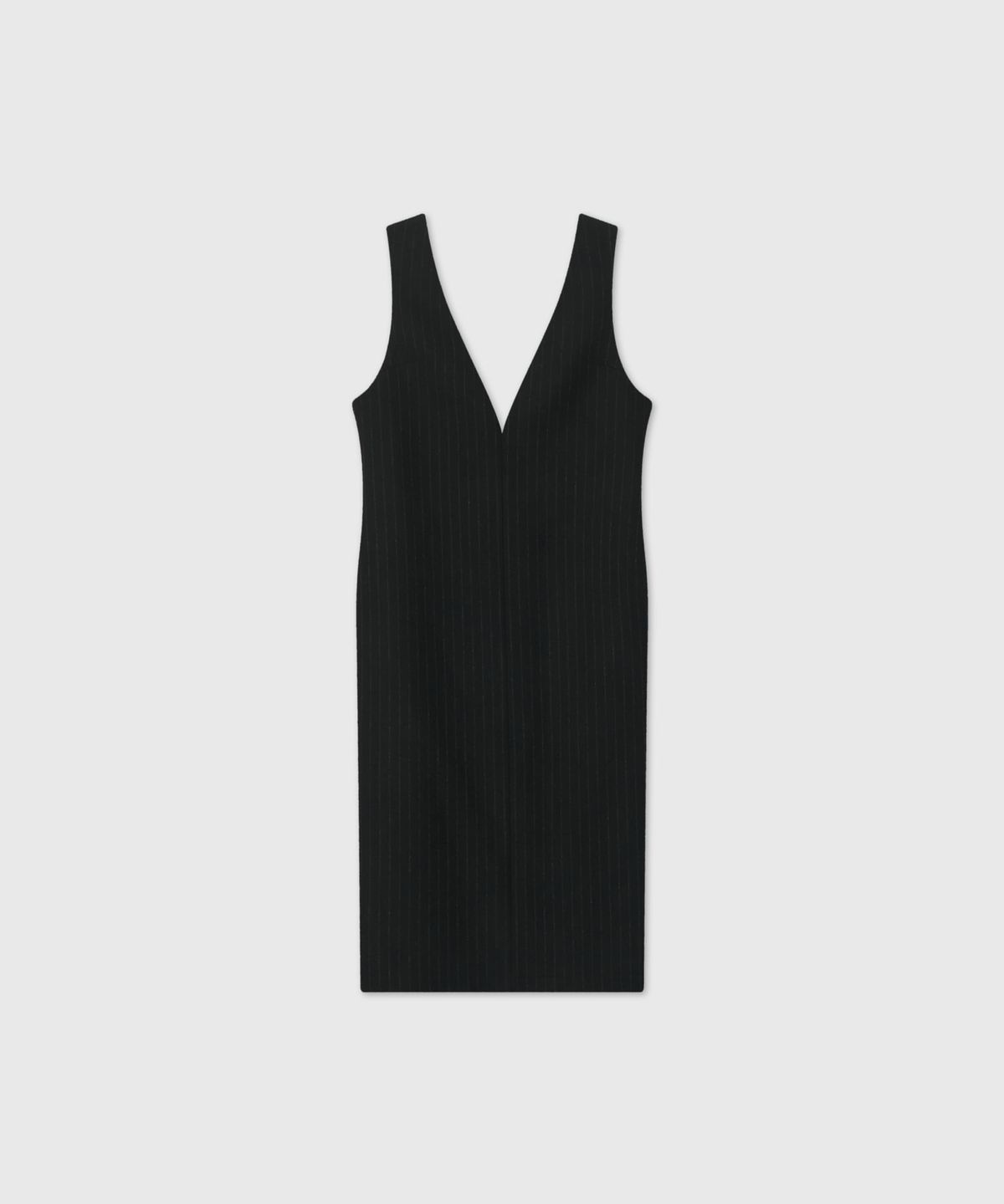 룩캐스트(LOOKAST) 울 스트라이프 딥 브이넥 미디 드레스 / WOOL STRIPE DEEP V-NECK MIDI DRESS_2colors