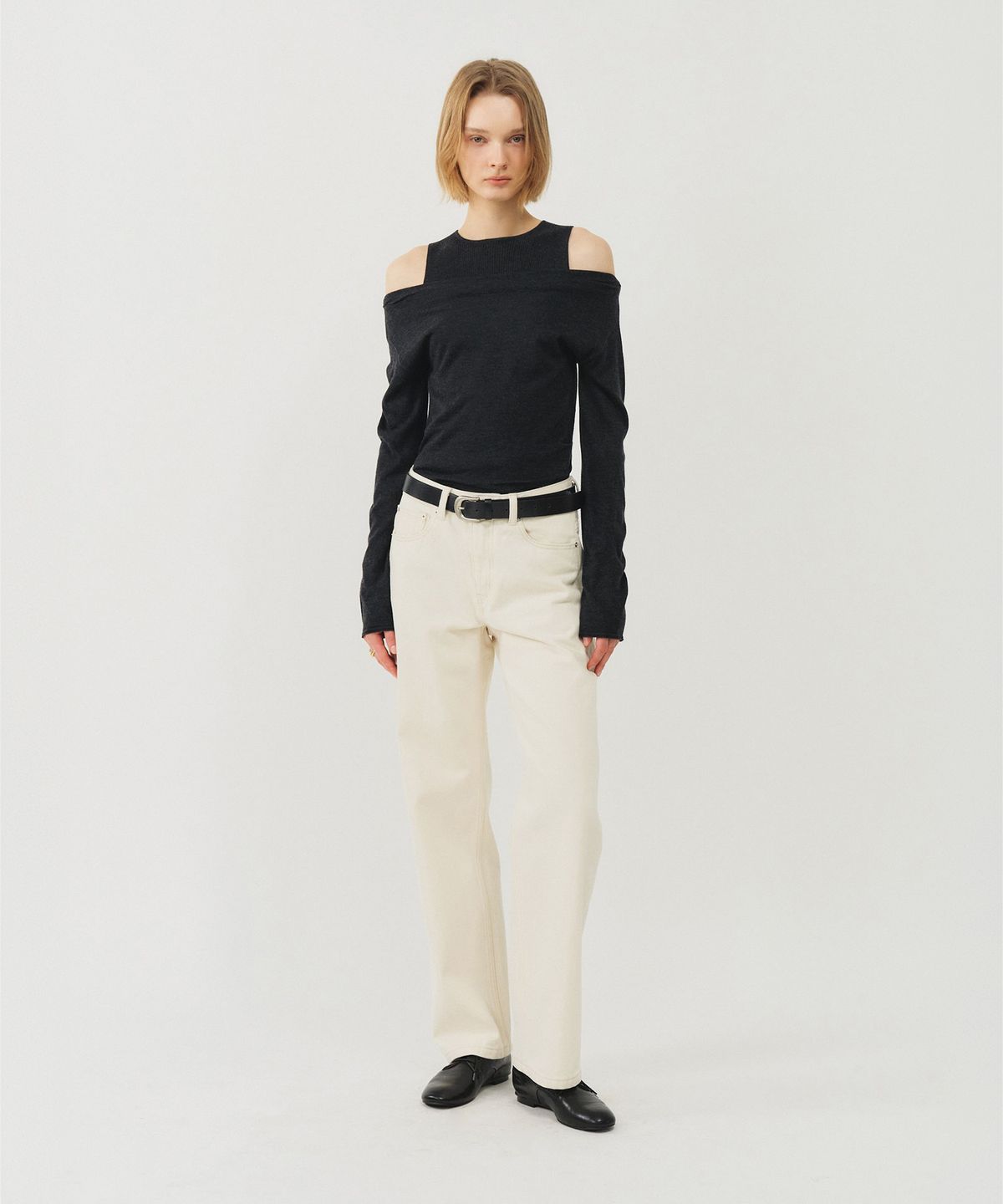 룩캐스트(LOOKAST) 101 에센셜 컬러 스트레이트 데님 팬츠_아이보리 / 101 ESSENTIAL COLOR STRAIGHT DENIM PANTS_IVORY