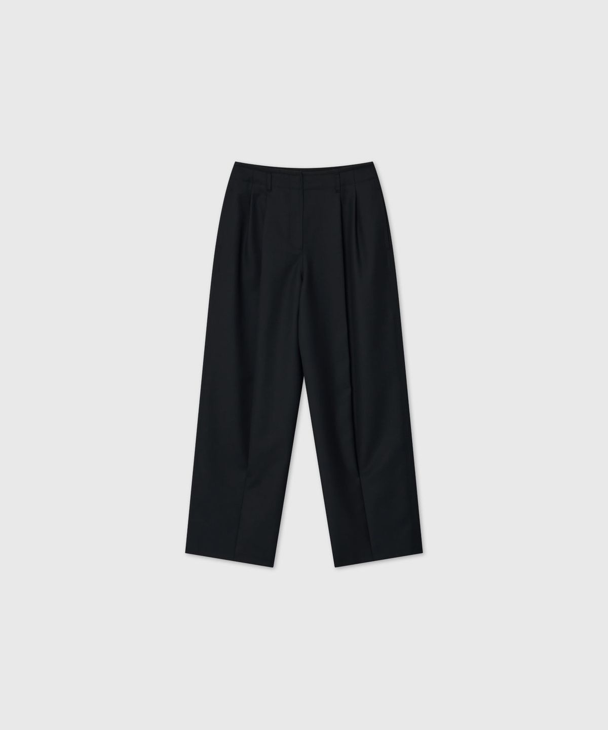 룩캐스트(LOOKAST) 울 개버딘 플리츠 테일러드 팬츠_블랙 / WOOL GABARDINE PLEATED TAILORED PANTS_BLACK