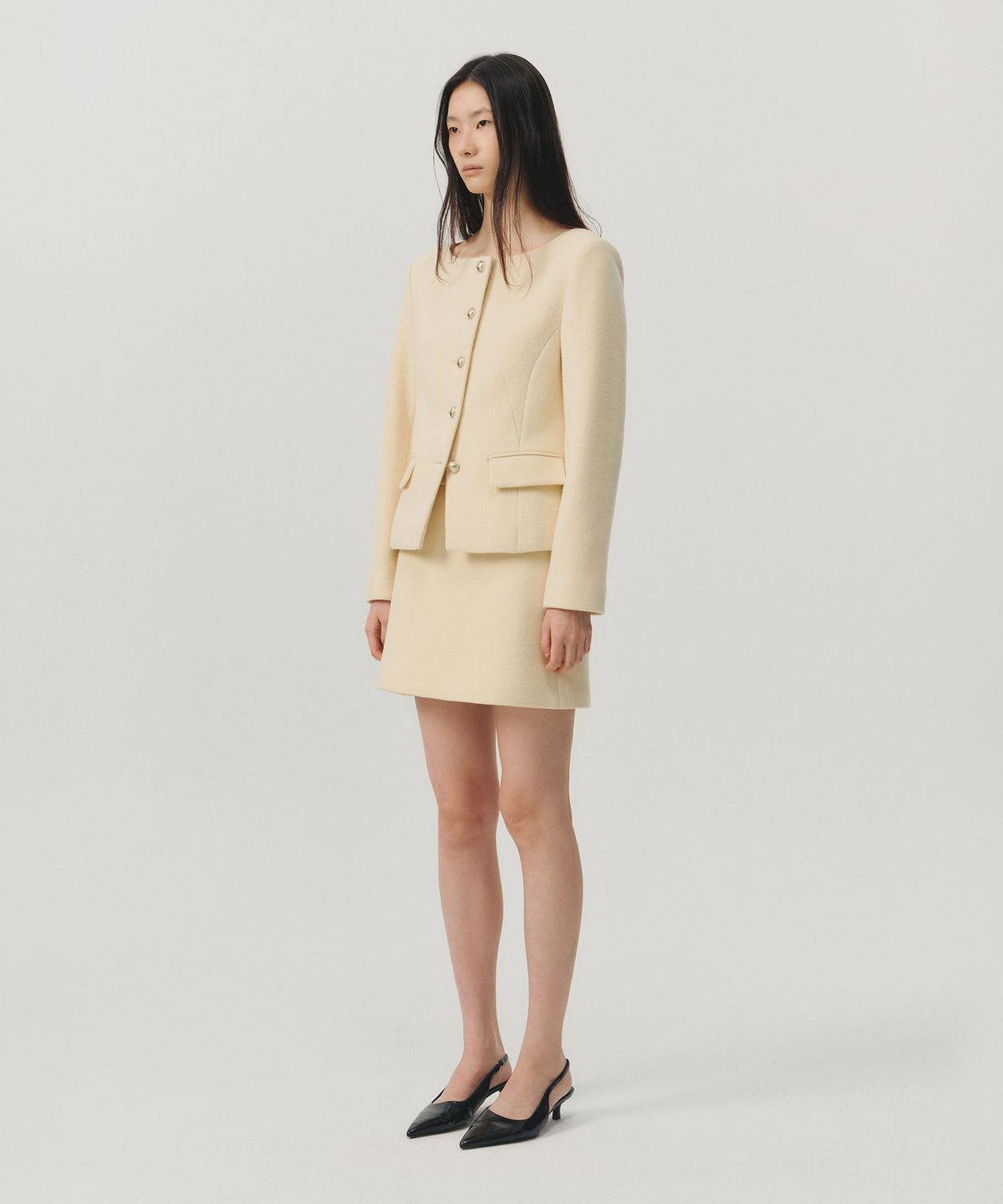 룩캐스트(LOOKAST) 소프트 울 트위드 미니 스커트_아이보리 / SOFT WOOL TWEED MINI SKIRT_IVORY