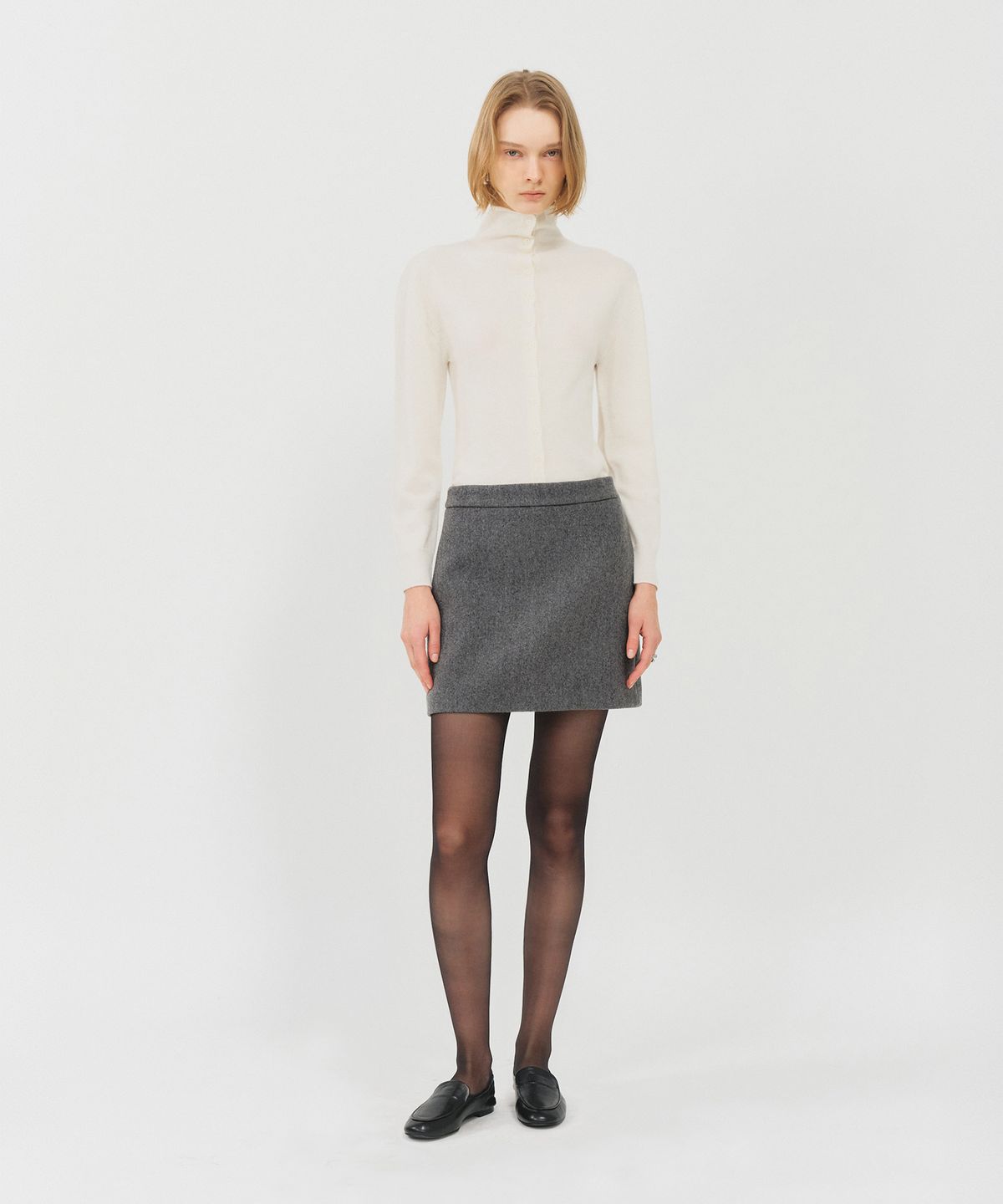 룩캐스트(LOOKAST) 소프트 울 트위드 미니 스커트_그레이 / SOFT WOOL TWEED MINI SKIRT_GREY