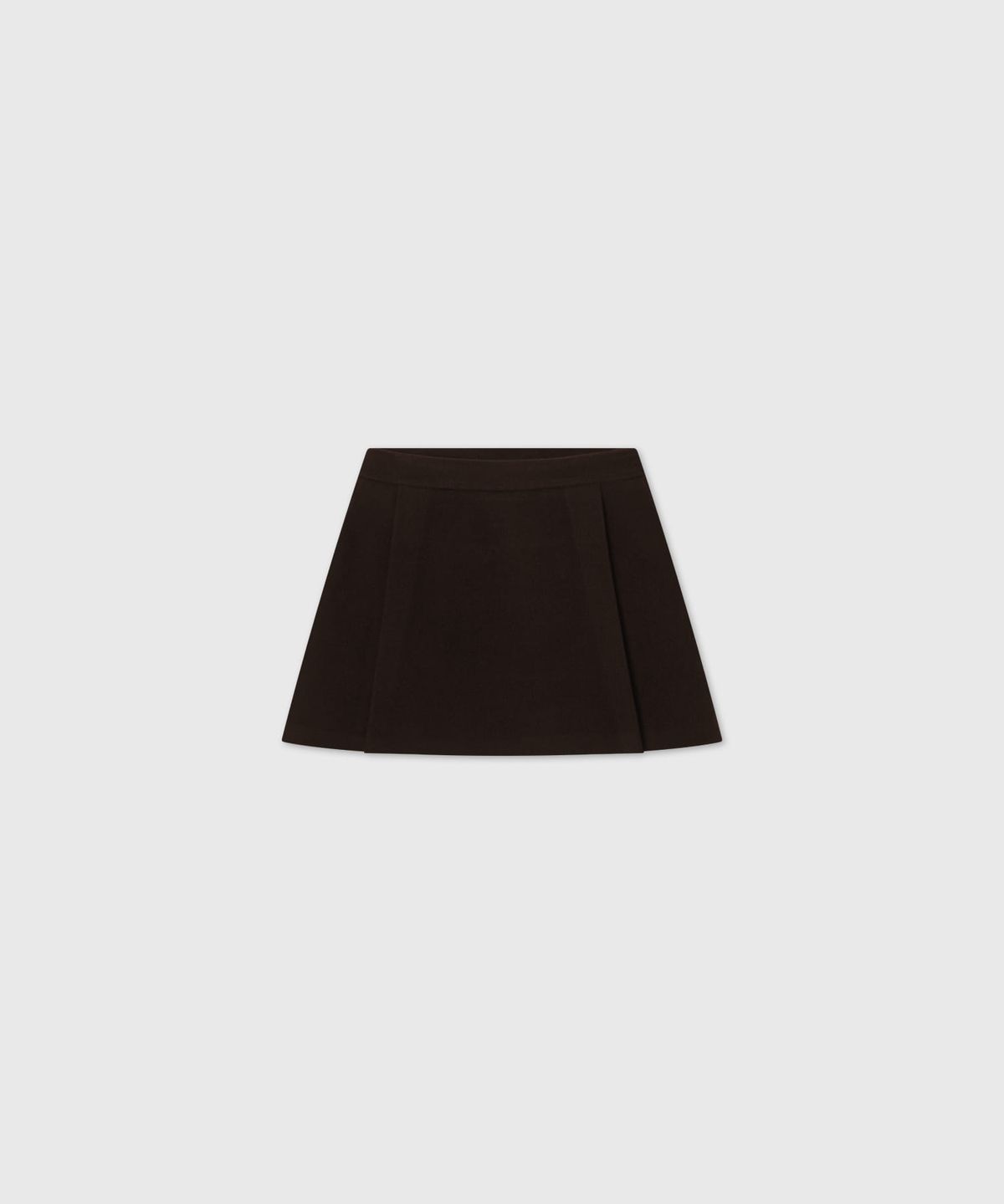 룩캐스트(LOOKAST) 텐셀 블렌드 A라인 미니 스커트_브라운 / TENCEL BLEND A-LINE MINI SKIRT_BROWN