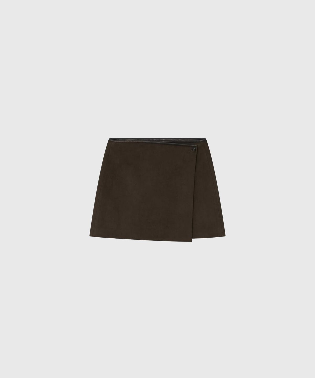 룩캐스트(LOOKAST) 스웨이드 A라인 랩 미니 스커트 / SUEDE A-LINE WRAP MINI SKIRT_2colors