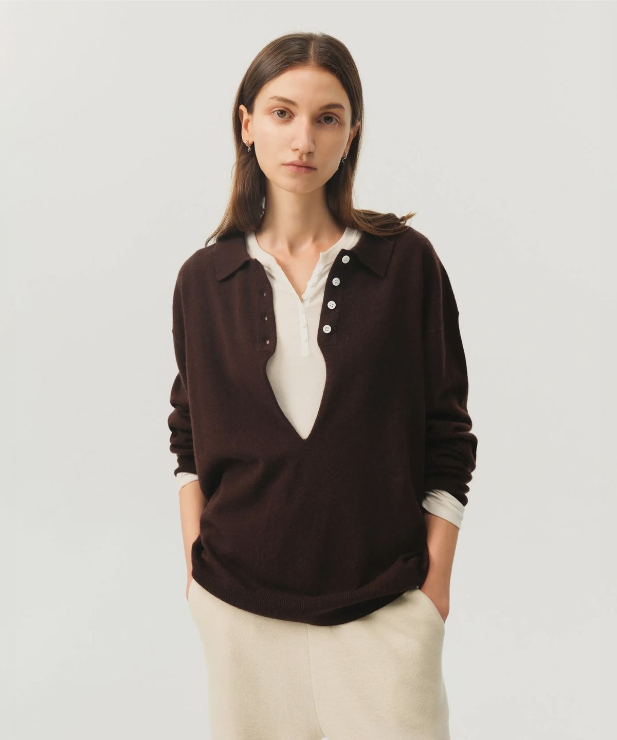 룩캐스트(LOOKAST) 캐시미어 딥 브이넥 카라 니트 / CASHMERE DEEP V-NECK COLLAR KNIT_5colors