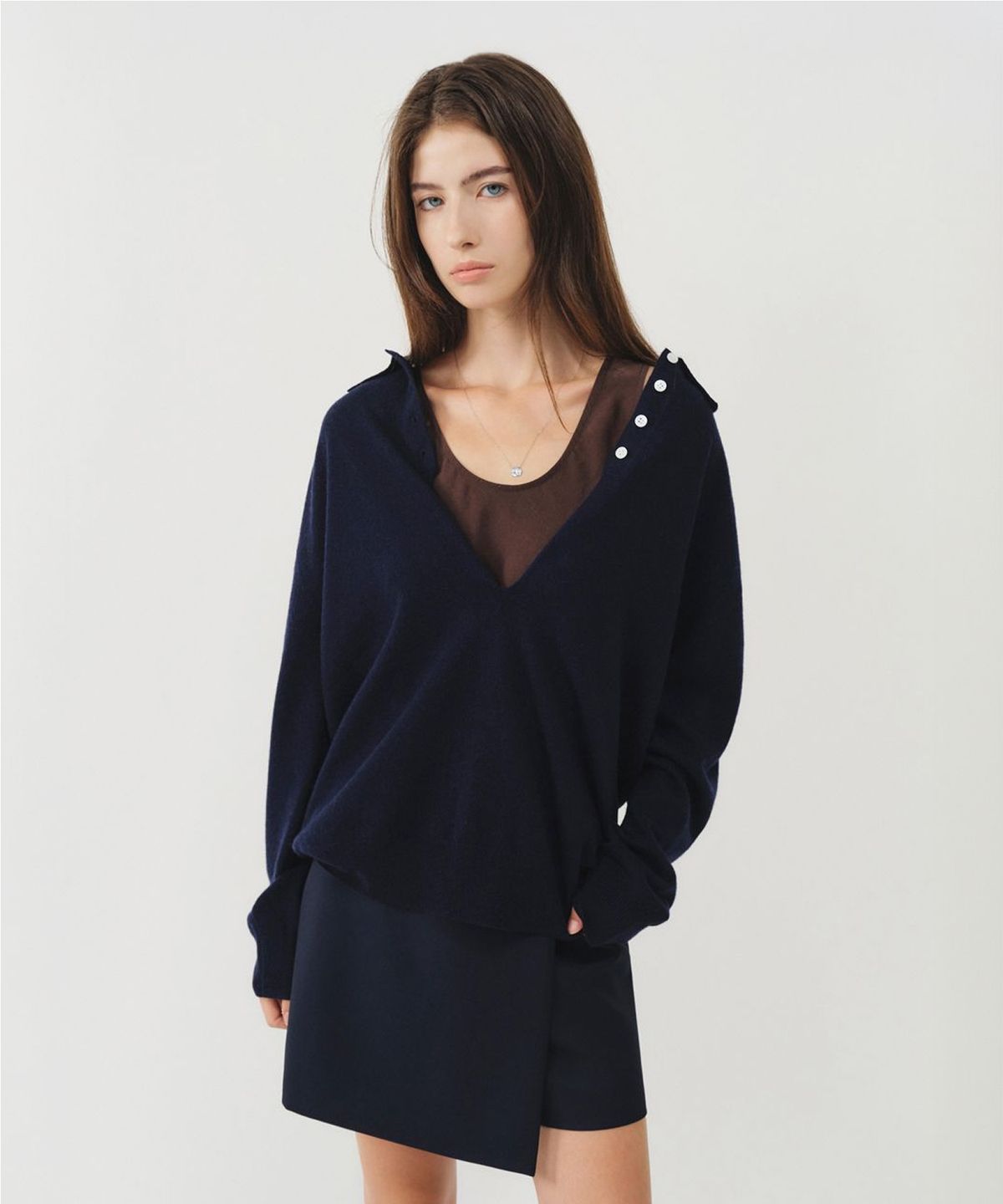 룩캐스트(LOOKAST) 캐시미어 딥 브이넥 카라 니트 / CASHMERE DEEP V-NECK COLLAR KNIT_5colors